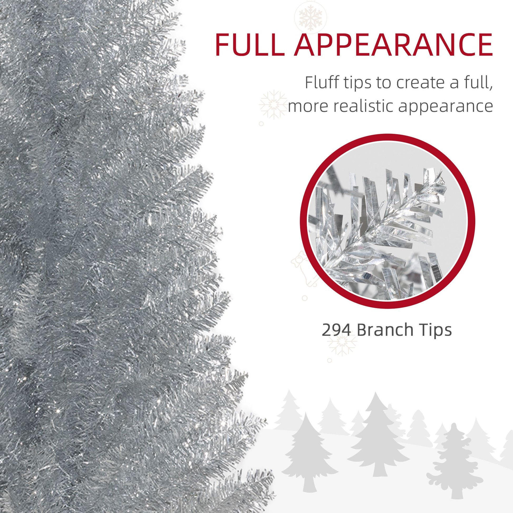 HOMCOM 5 ft Pre-Lit Slim Pencil Artificial Christmas Tree