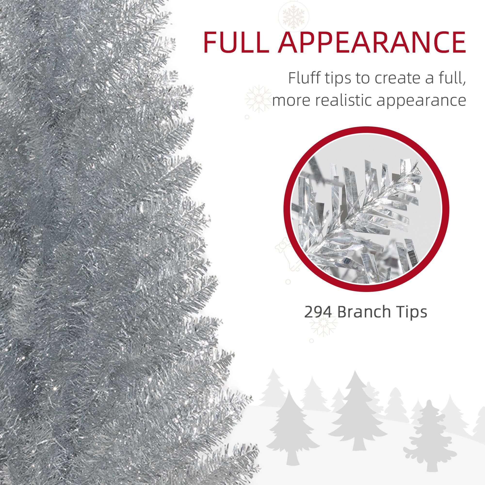 HOMCOM 5 ft Pre-Lit Slim Pencil Artificial Christmas Tree