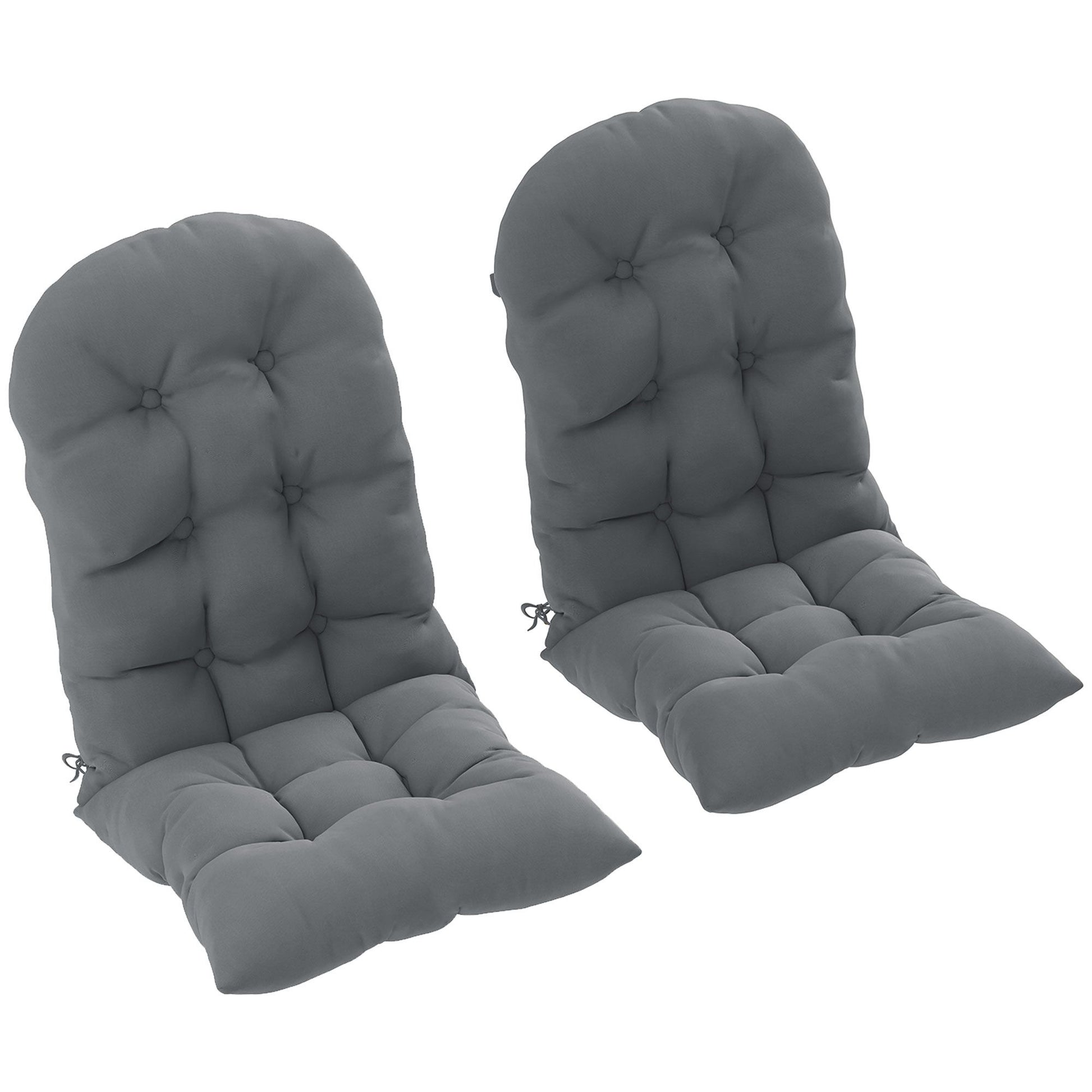 Outsunny Adirondack Chair Cushions Set of 2 with Ties, Gray
