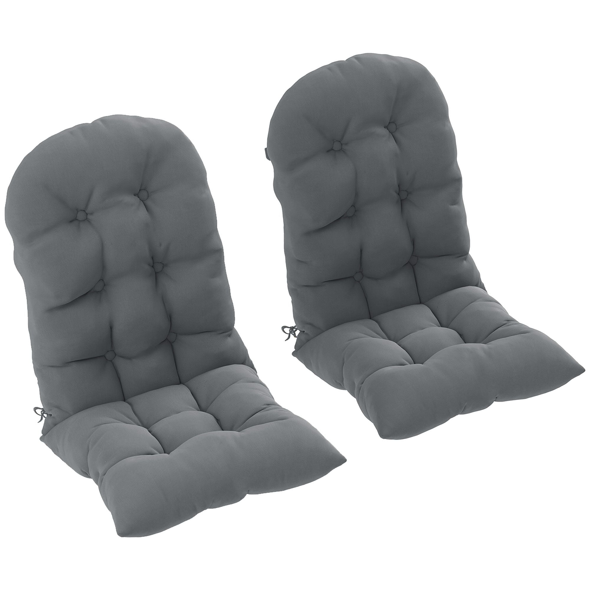Outsunny Adirondack Chair Cushions Set of 2 with Ties, Gray