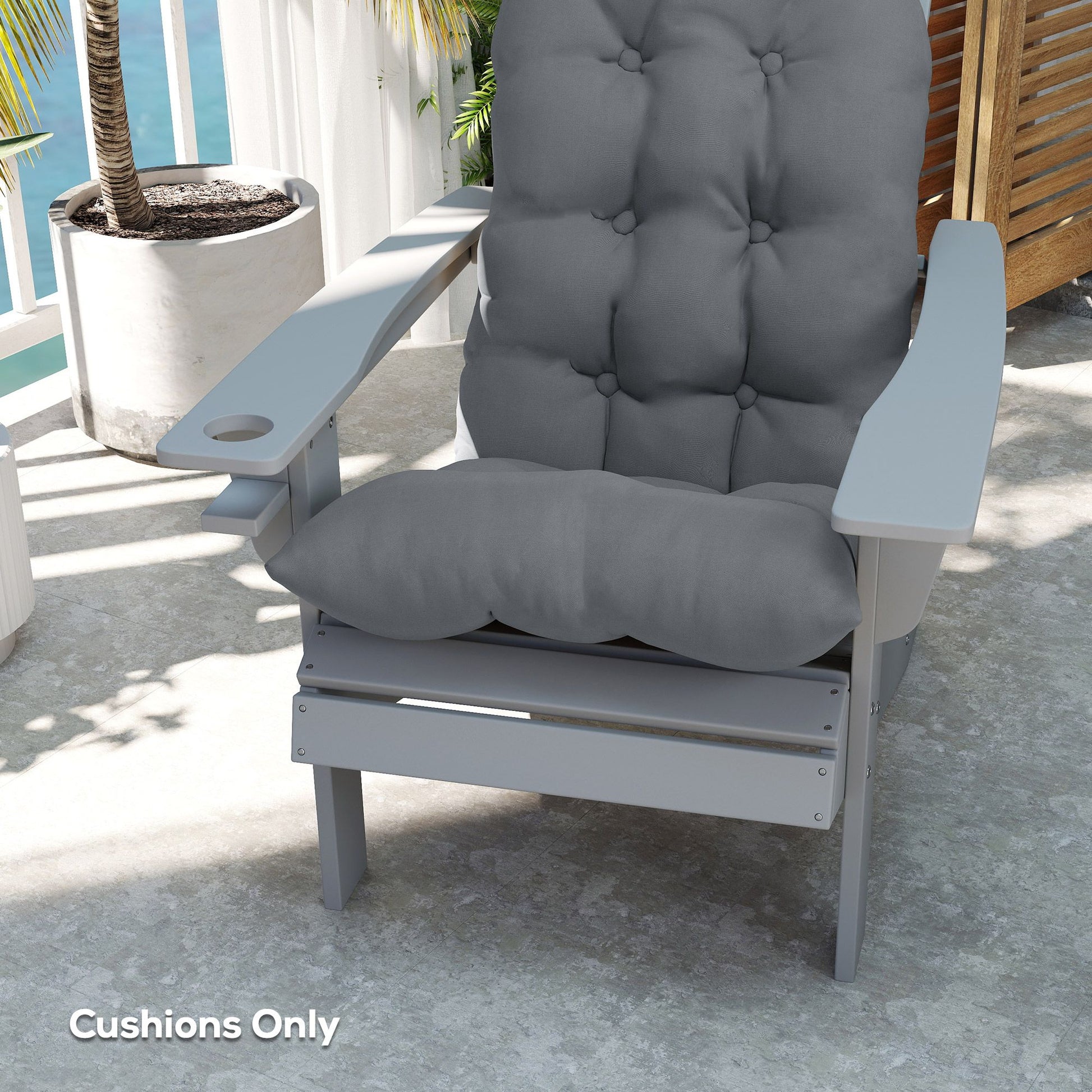 Outsunny Adirondack Chair Cushions Set of 2 with Ties, Gray
