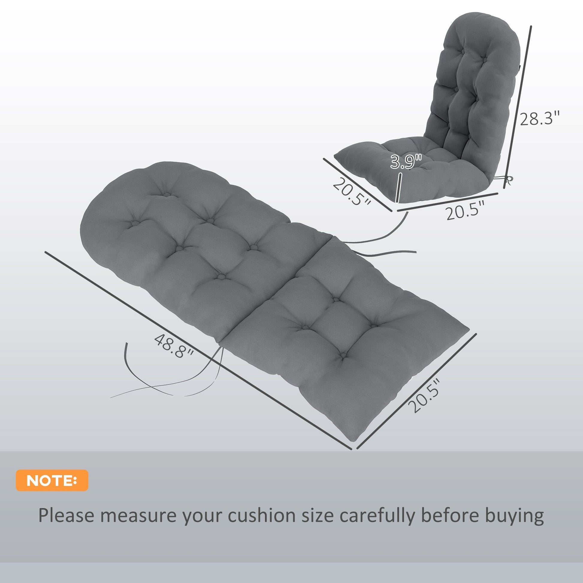 Outsunny Adirondack Chair Cushions Set of 2 with Ties, Gray