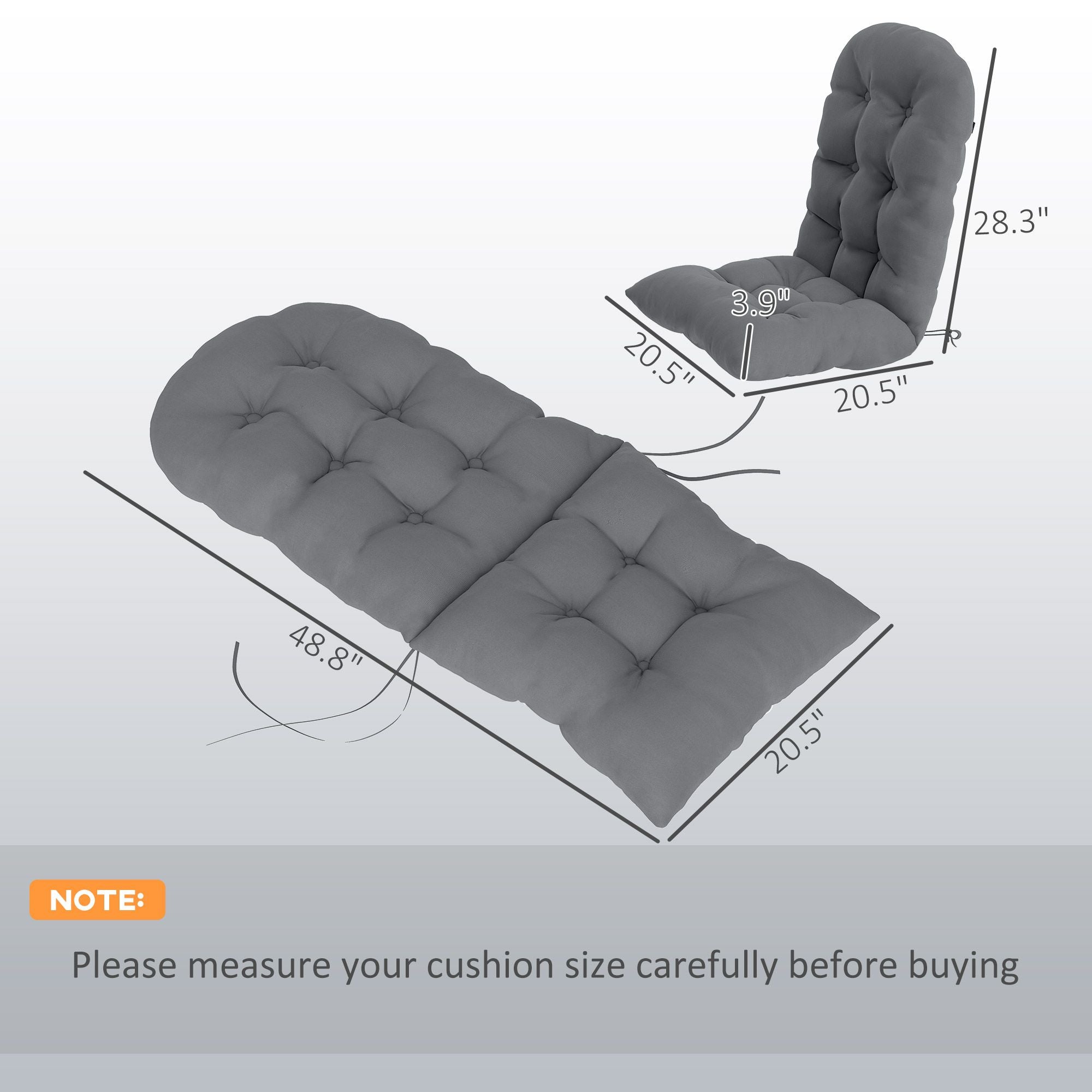 Outsunny Adirondack Chair Cushions Set of 2 with Ties, Gray