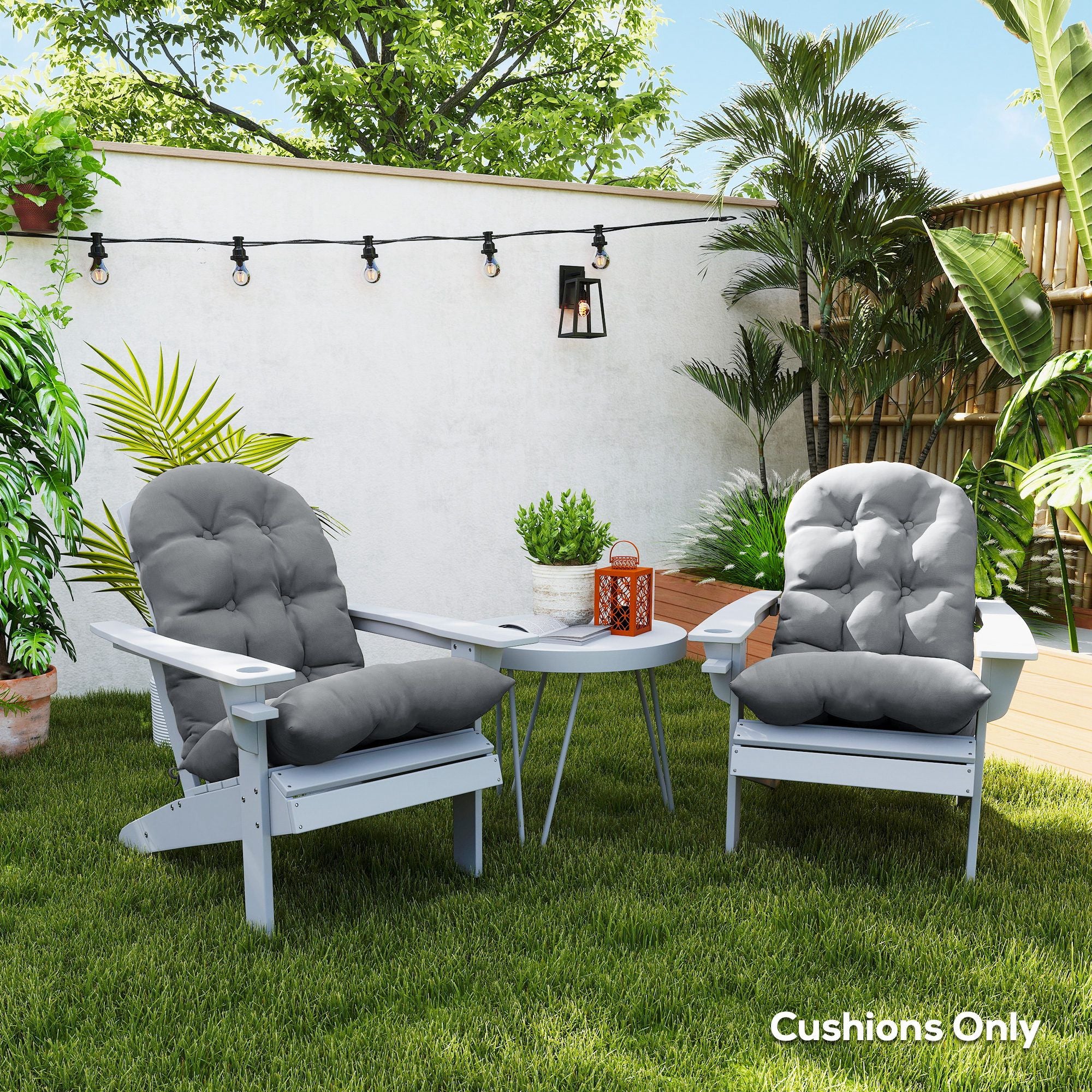 Outsunny Adirondack Chair Cushions Set of 2 with Ties, Gray
