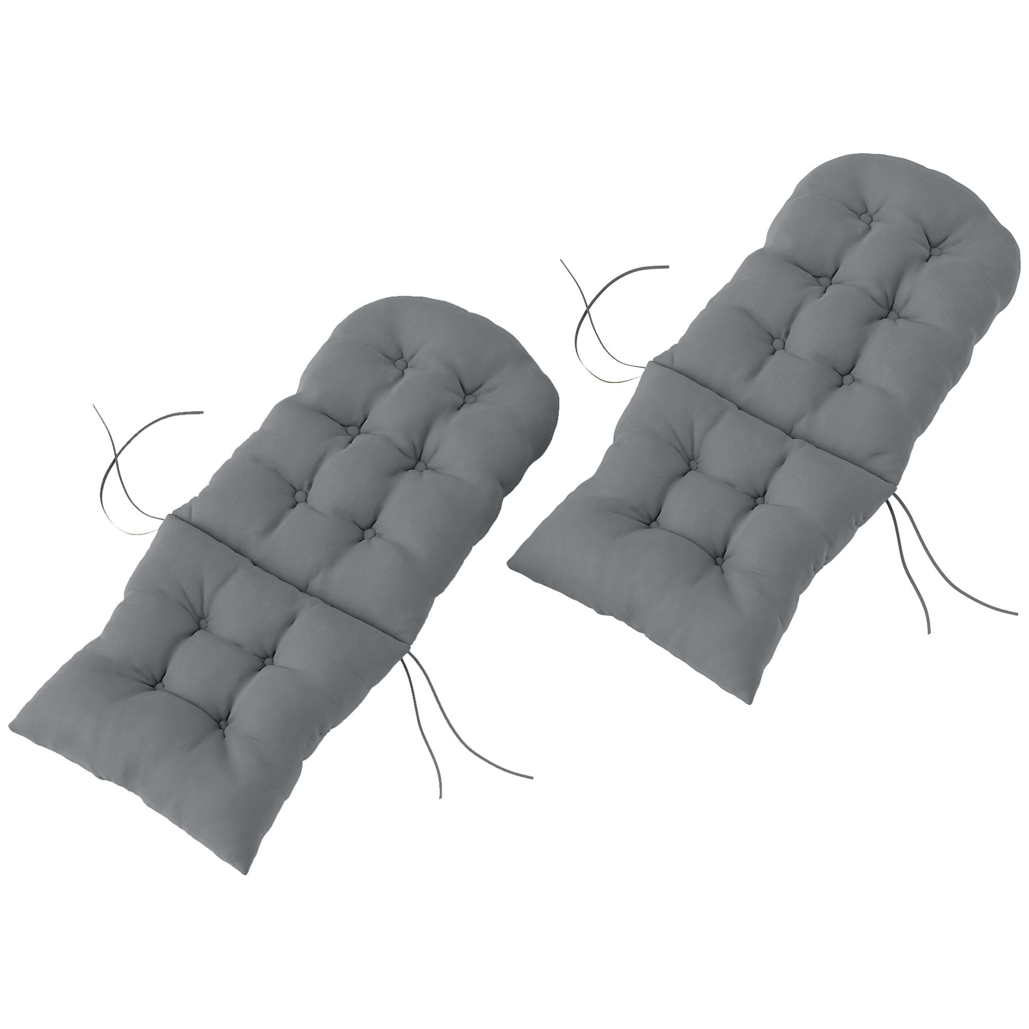 Outsunny Adirondack Chair Cushions Set of 2 with Ties, Gray
