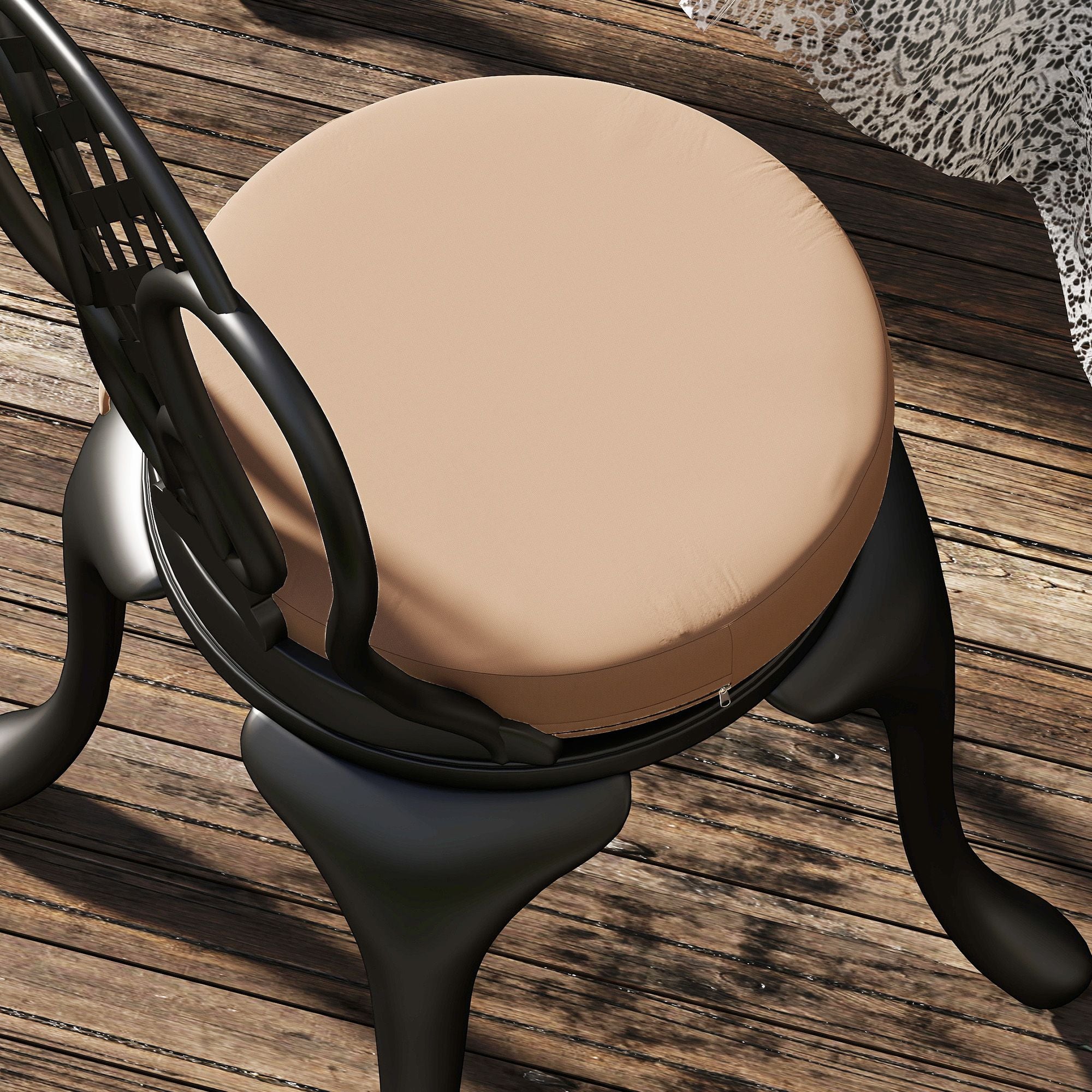 Outsunny 15 in Round Patio Chair Cushions Set of 4, Khaki