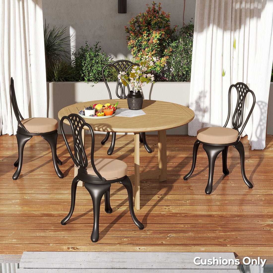 Outsunny 15 in Round Patio Chair Cushions Set of 4, Khaki