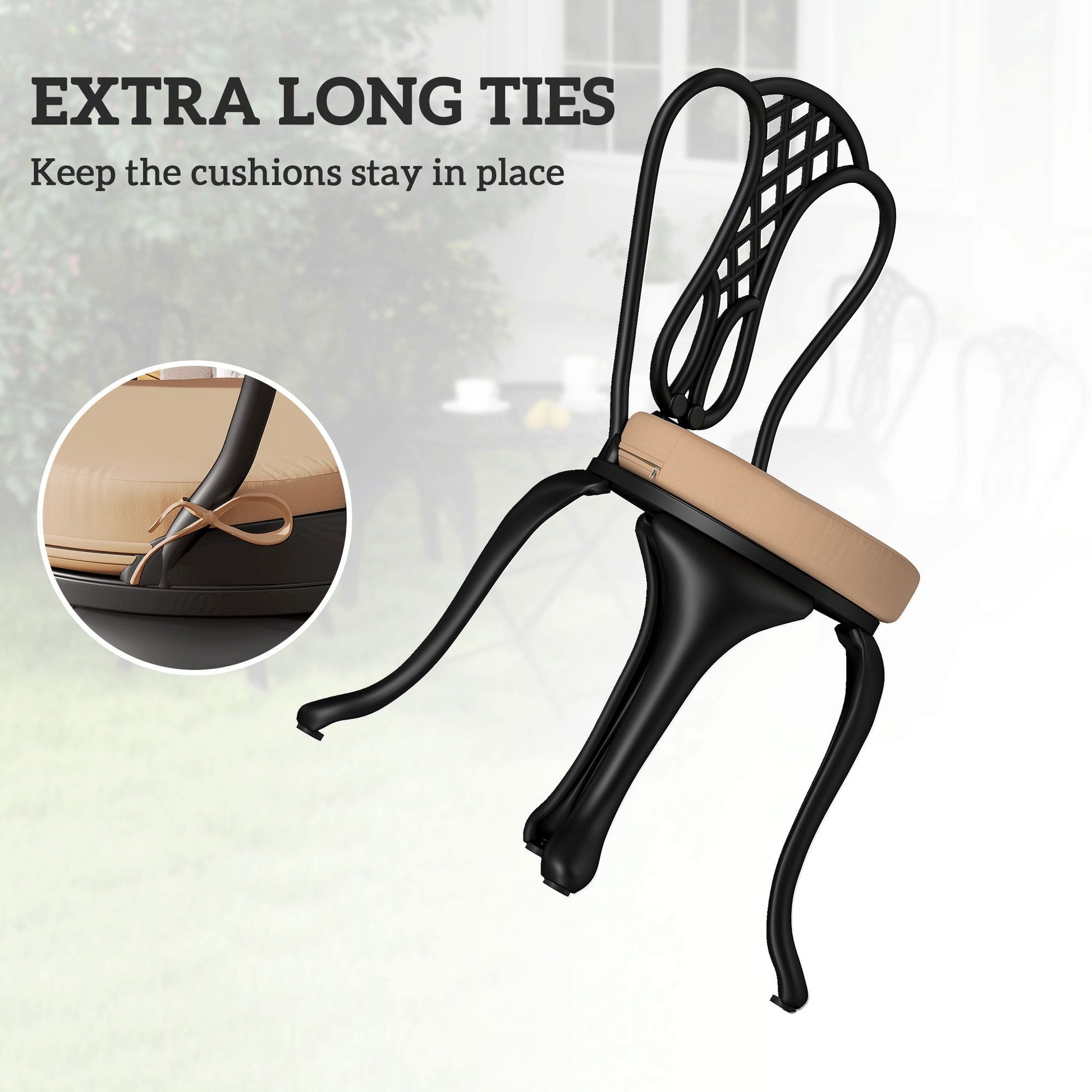 Outsunny 15 in Round Patio Chair Cushions Set of 4, Khaki