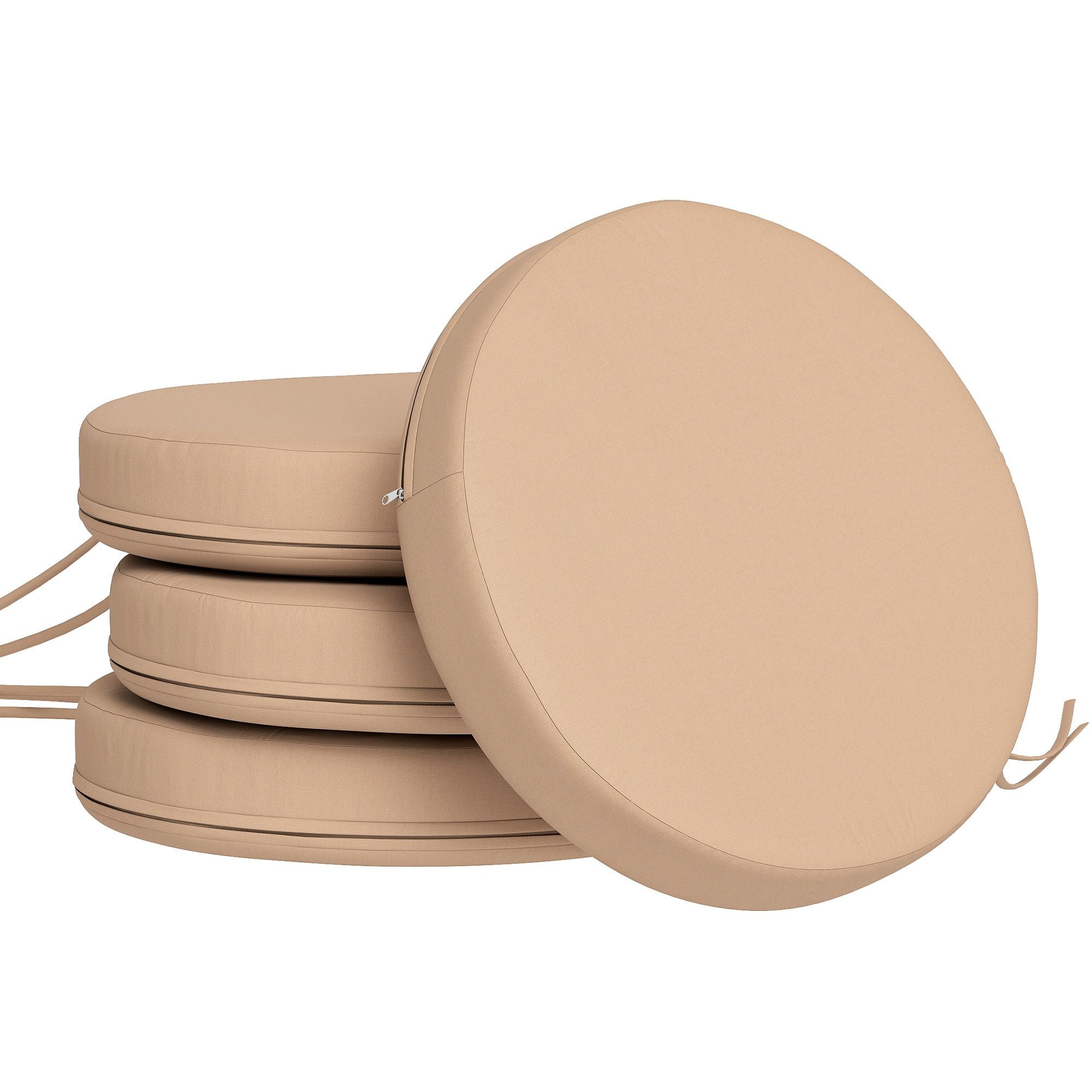 Outsunny 15 in Round Patio Chair Cushions Set of 4, Khaki