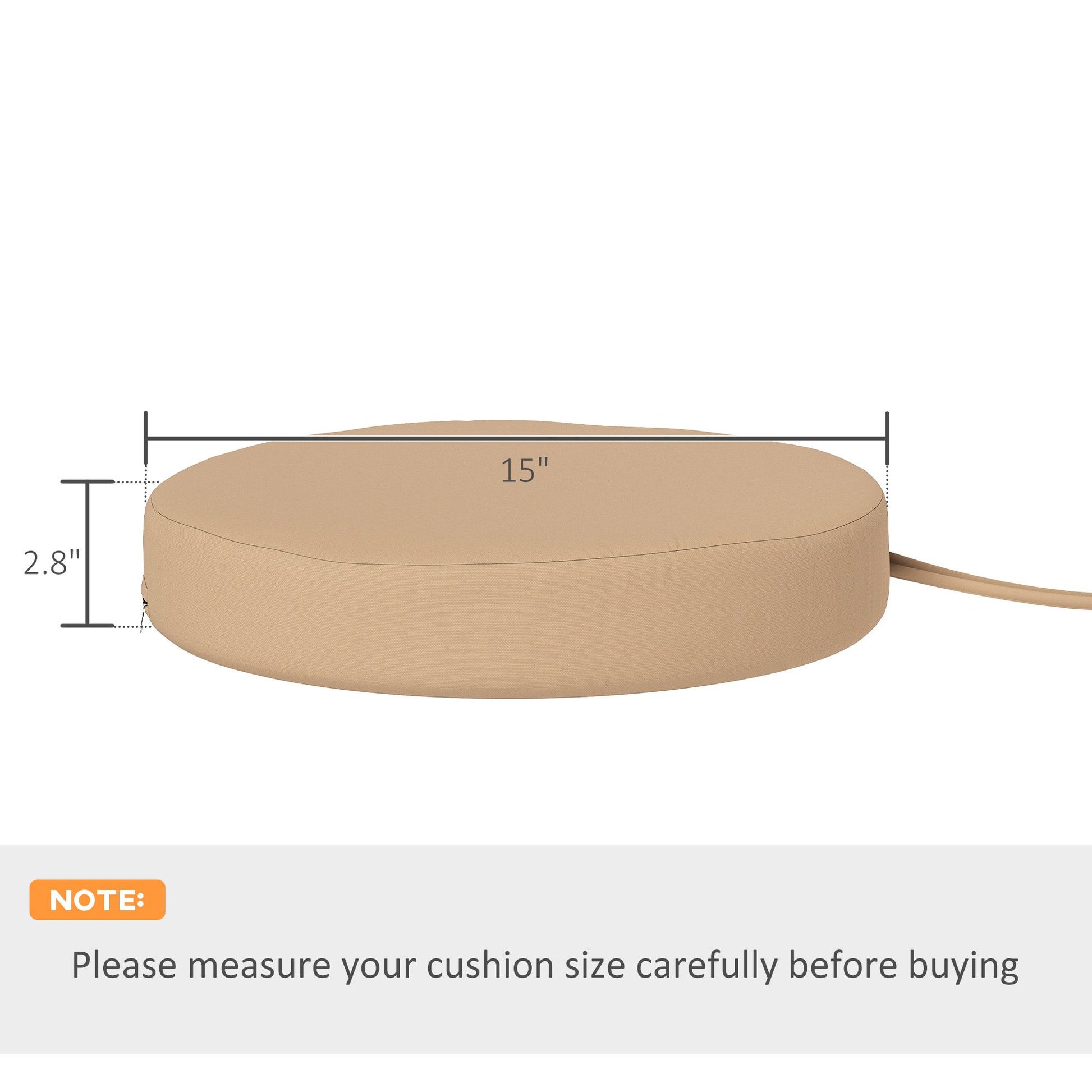 Outsunny 15 in Round Patio Chair Cushions Set of 4, Khaki