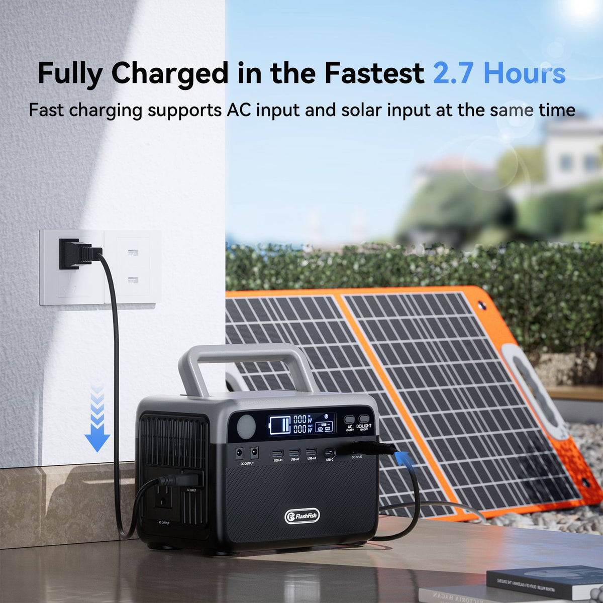 Flashfish 230.4Wh LiFePO4 300W (Peak 600W) Solar generator AC Outlets Portable Power Station,Power Bank, Battery Backup for Hurricane - product view 4