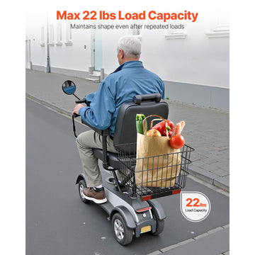 VEVOR Mobility Scooter Rear Basket, Heavy-Duty Metal, 22 lb Capacity