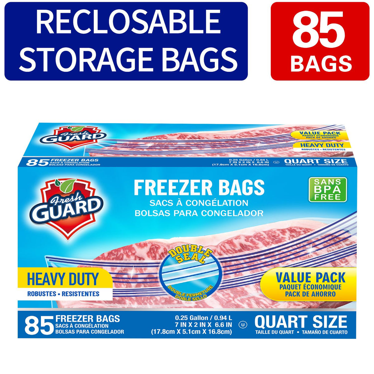 85-Count Heavy-Duty Quart Freezer Storage Bags - product view 18