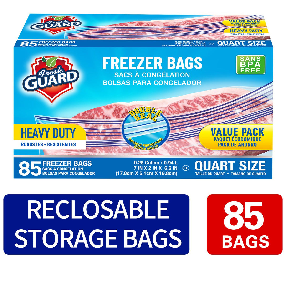 85-Count Heavy-Duty Quart Freezer Storage Bags - product view 16