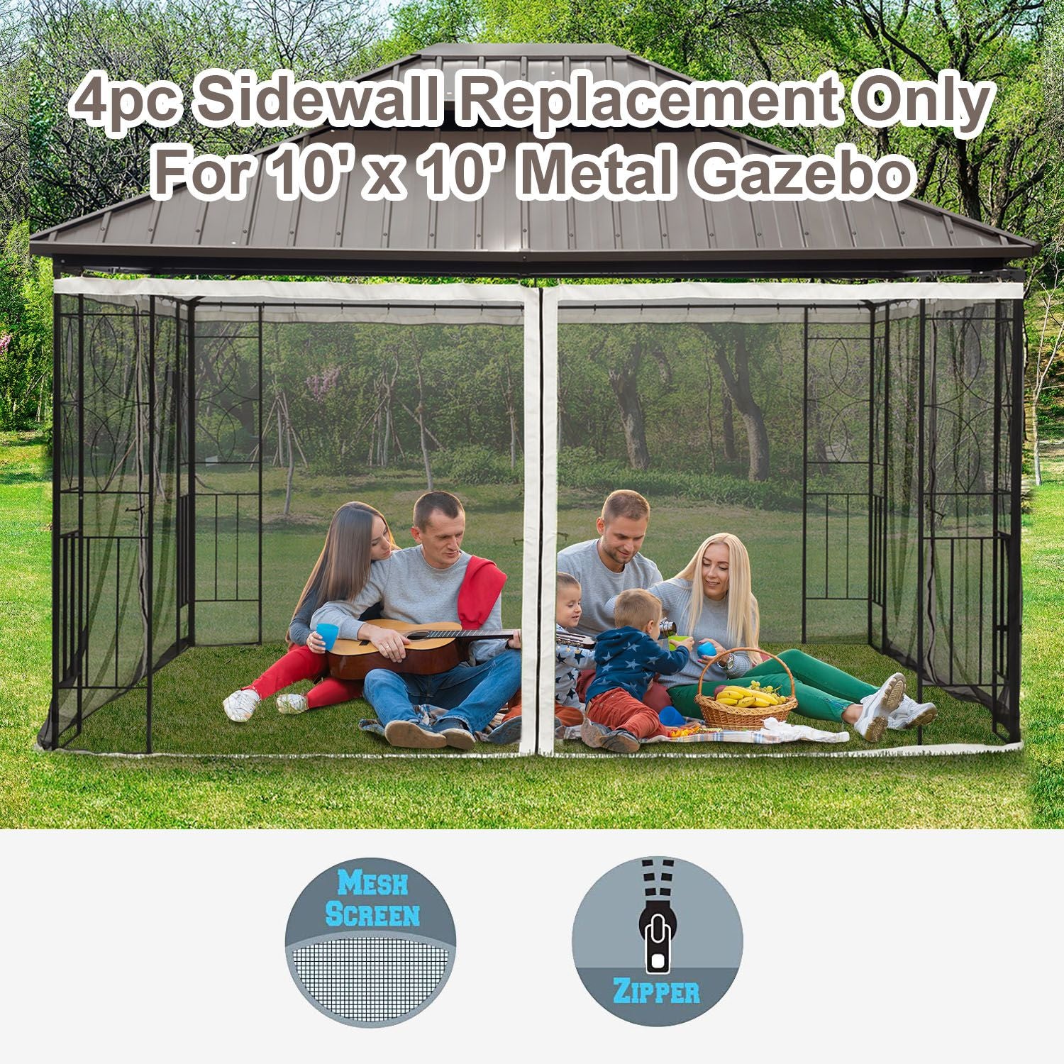 Outsunny 10 x 10 ft Gazebo with Netting and Zippered Canopy