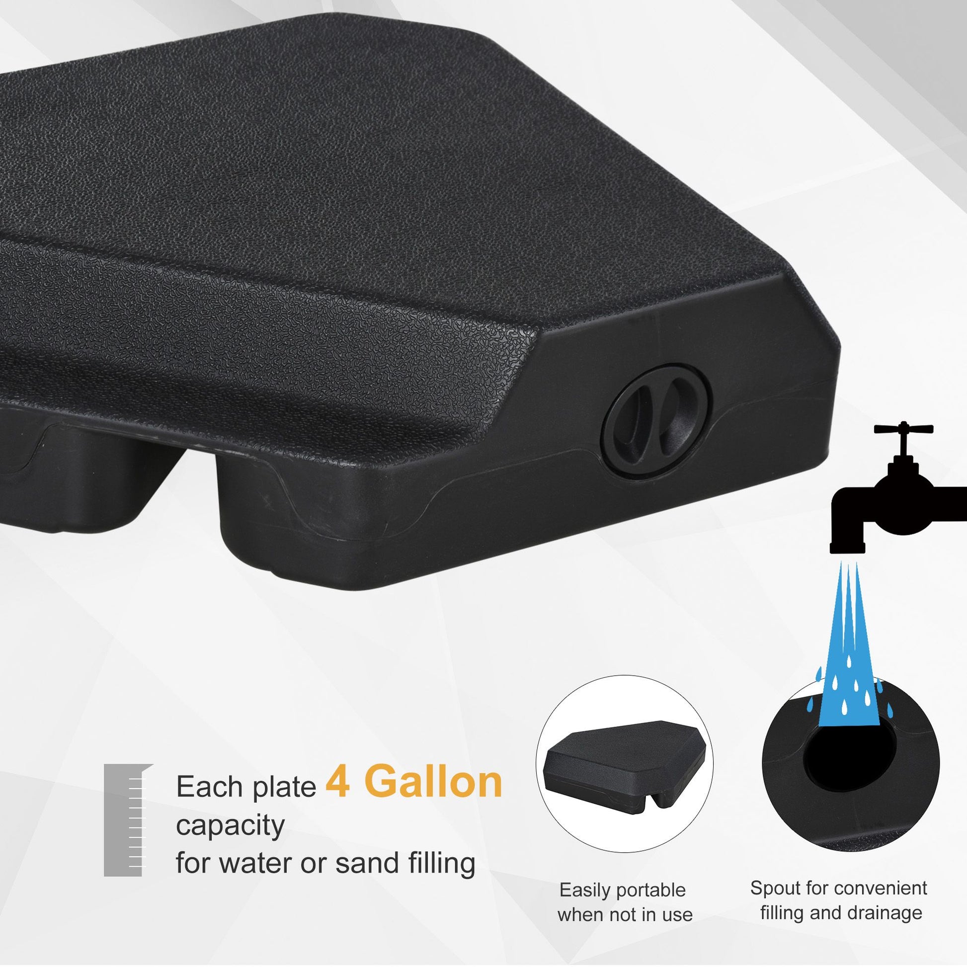 Outsunny 4-Piece Fillable Patio Umbrella Base Weight Set