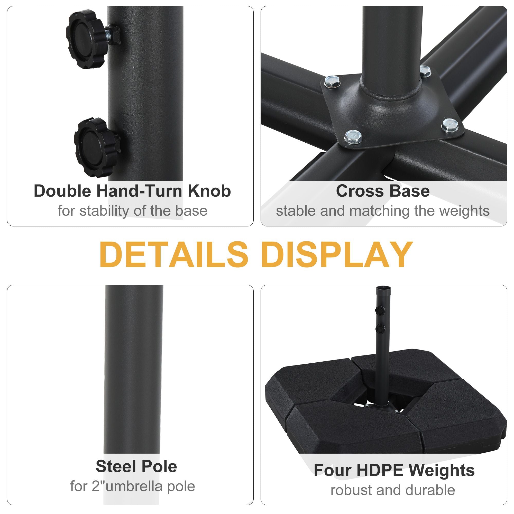 Outsunny 4-Piece Fillable Patio Umbrella Base Weight Set