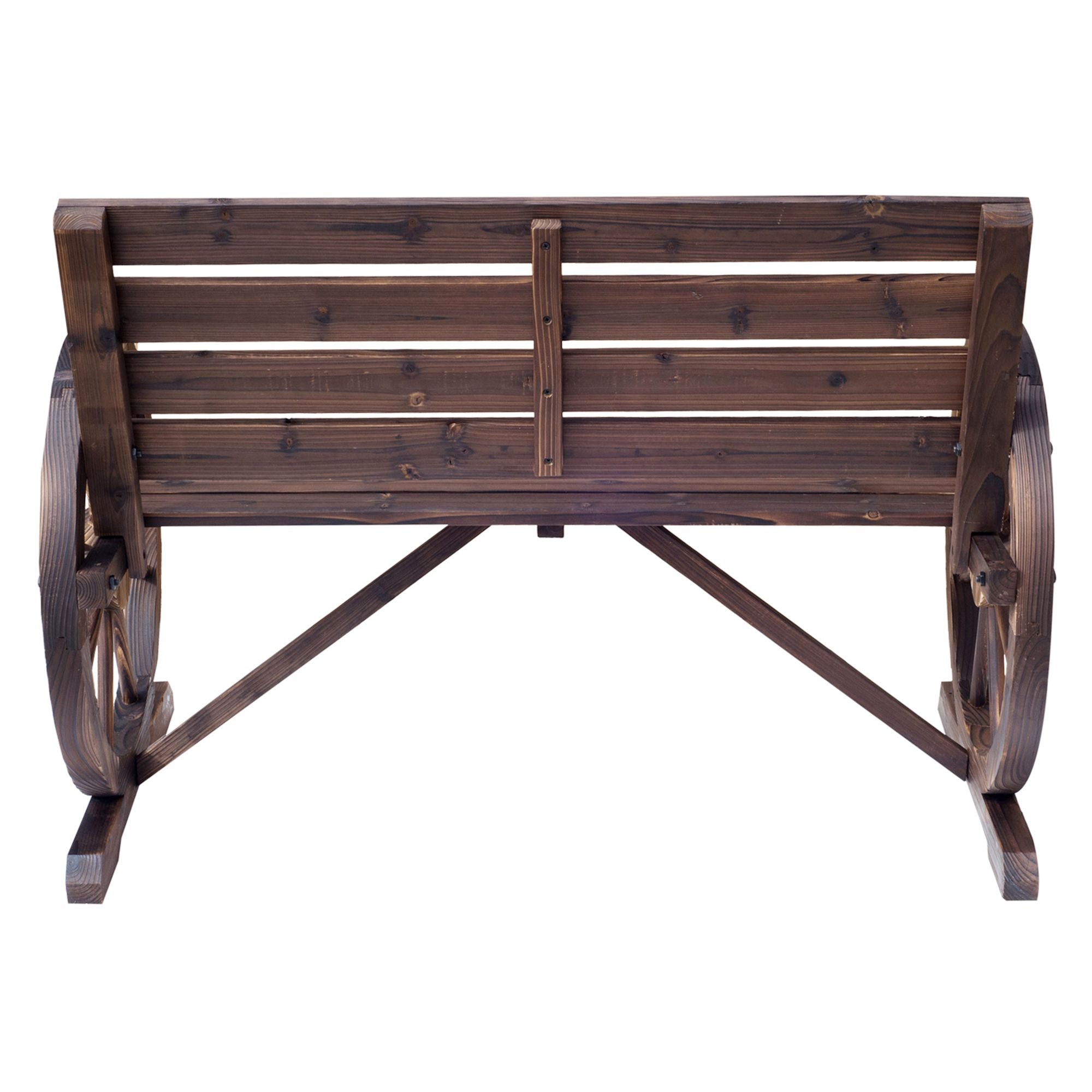 Outsunny Rustic Wagon Wheel 2-Person Garden Bench, Carbonized