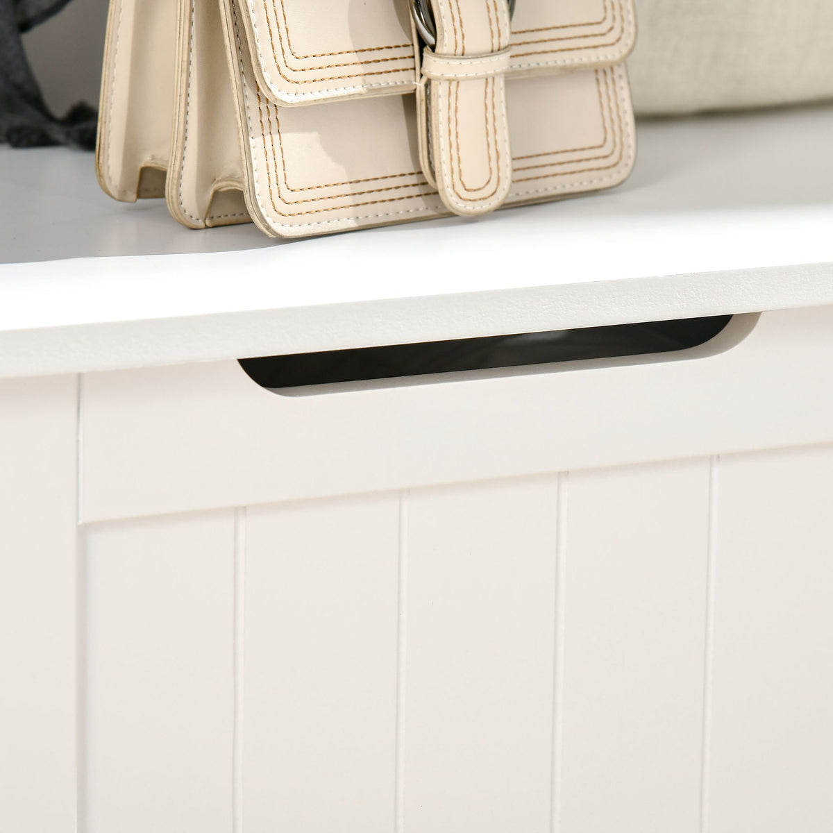 Entryway Hall Tree with Coat Rack, Sitting Bench, Storage, and Hooks, Mudroom Bench, White - product view 8