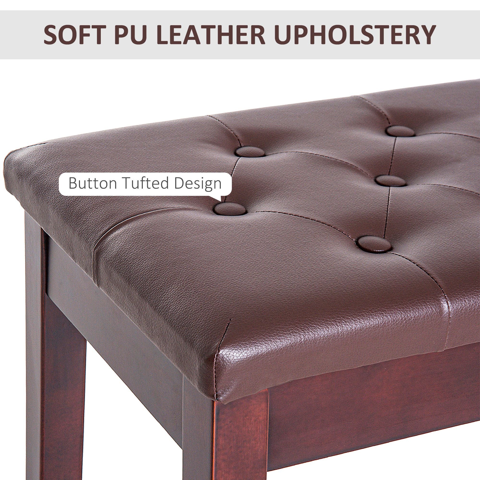 HOMCOM 2-Person Padded Piano Bench with Storage, Brown