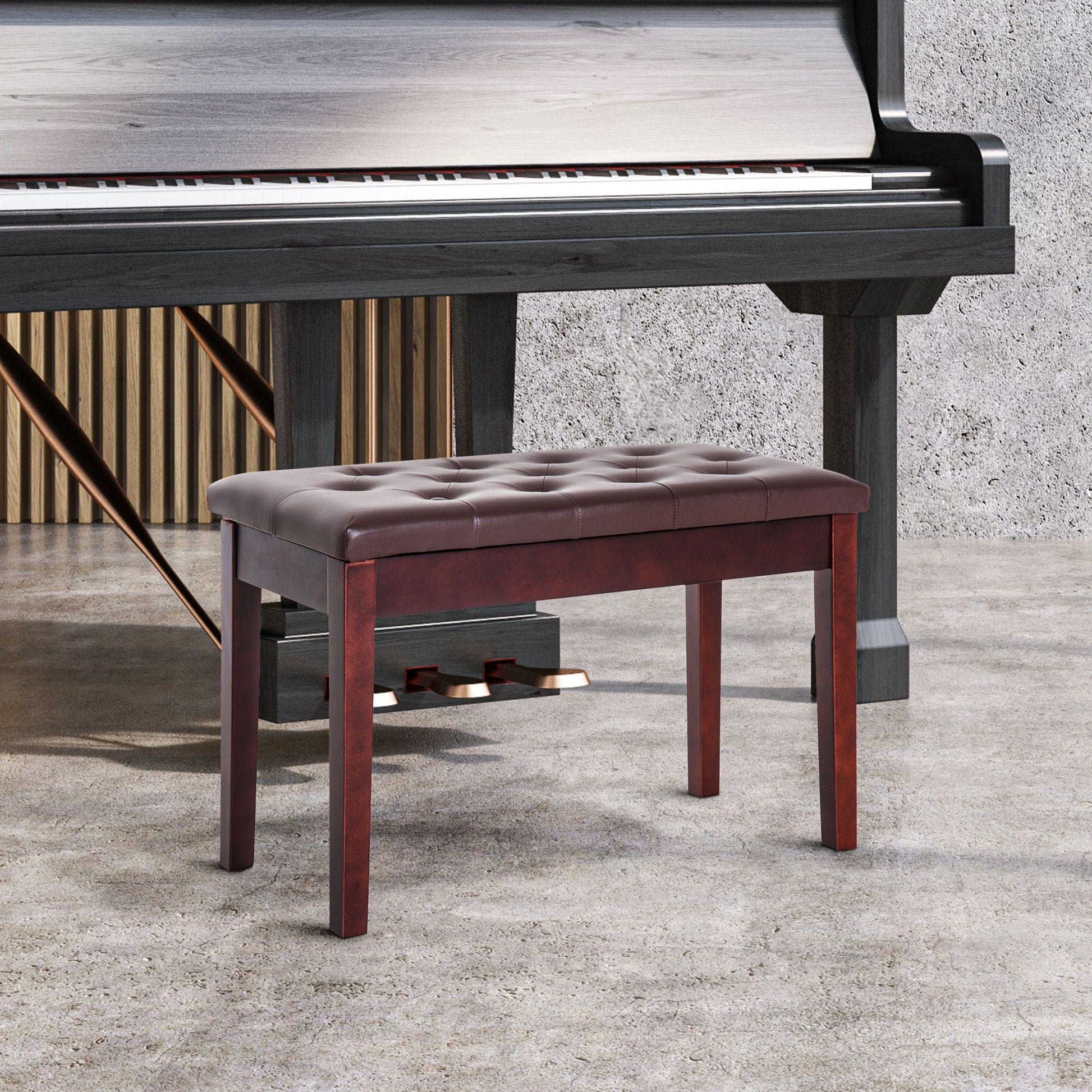 HOMCOM 2-Person Padded Piano Bench with Storage, Brown