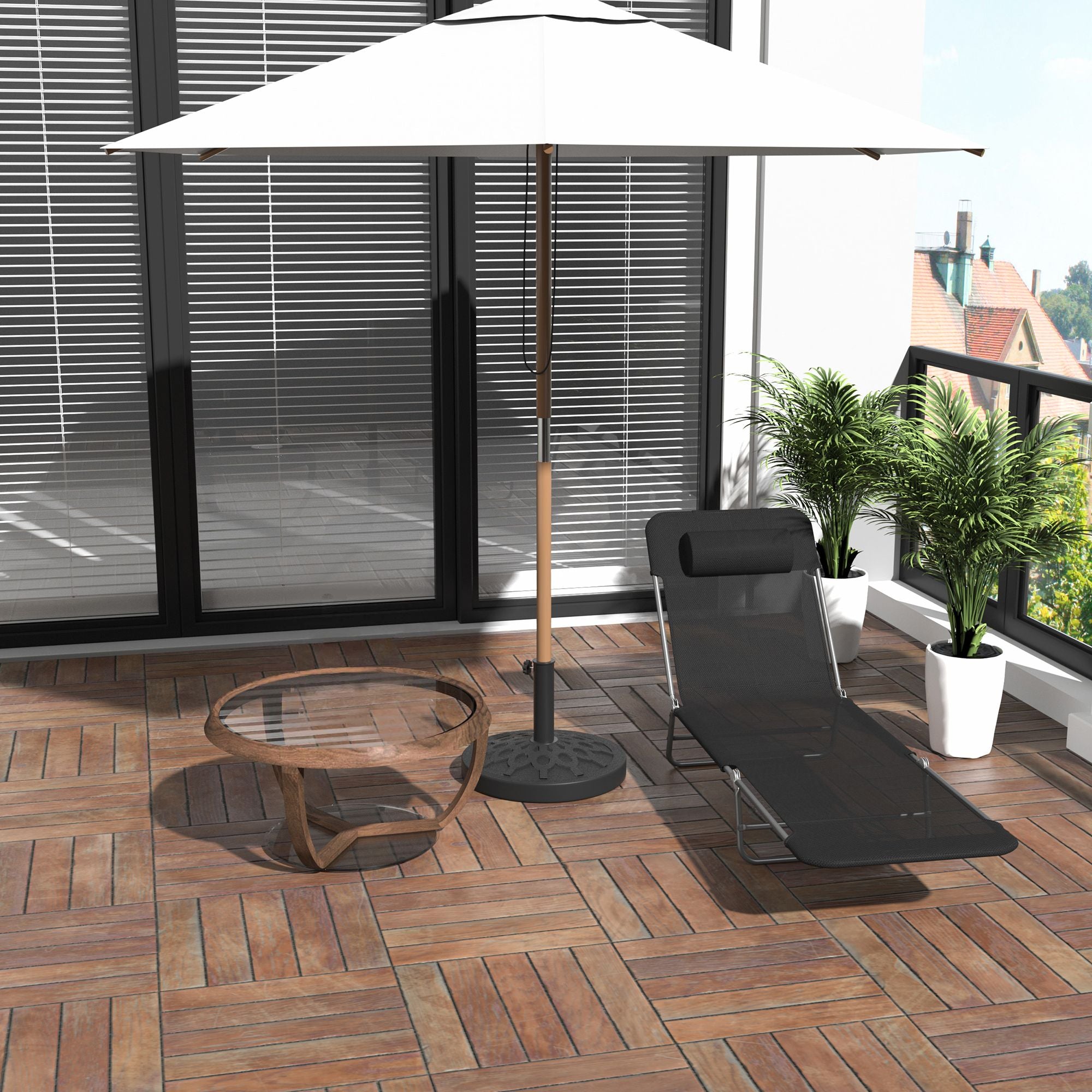 Outsunny Folding Chaise Lounge Chair with 6-Level Backrest, Black