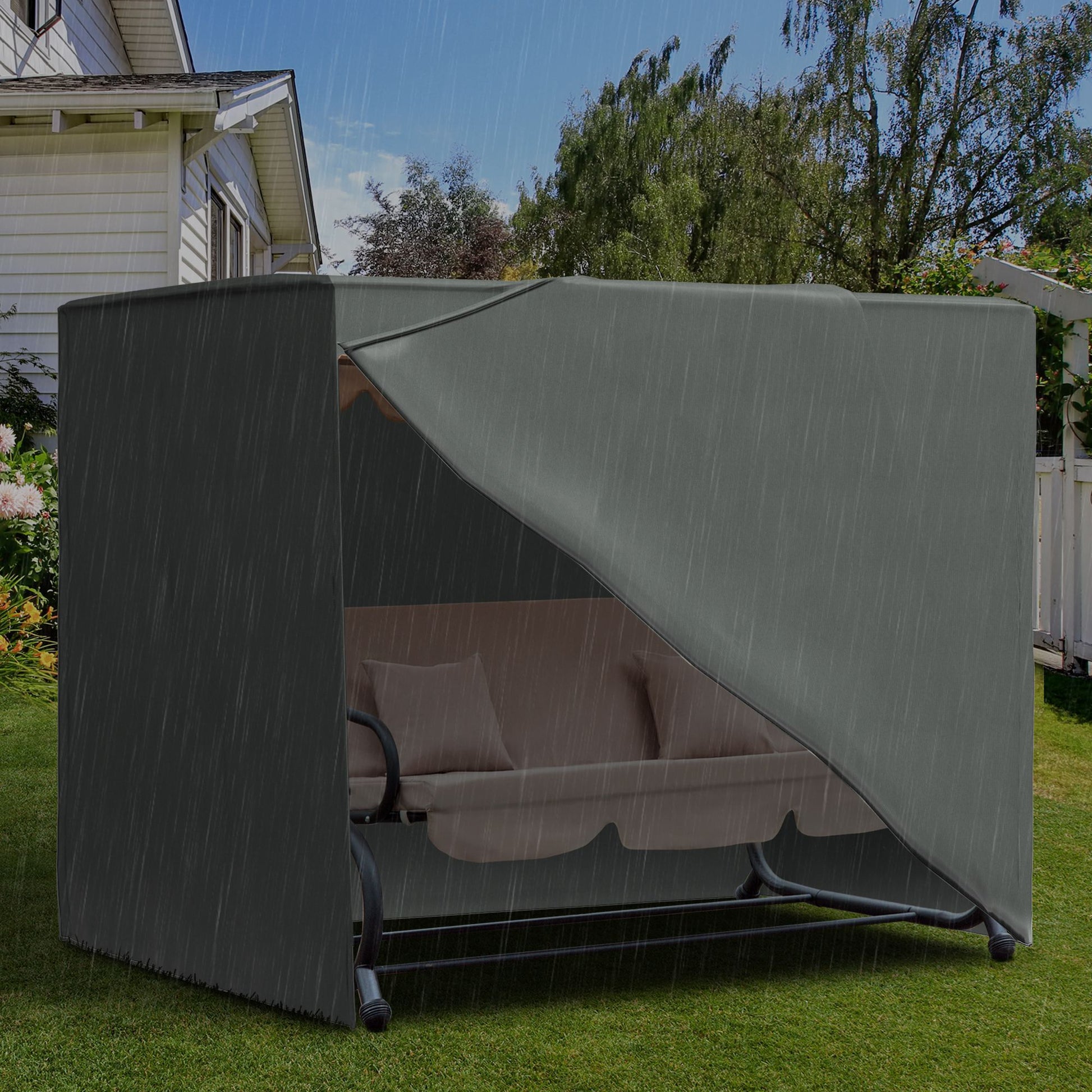 Outsunny 6.7 ft Patio Swing Chair Cover, Gray