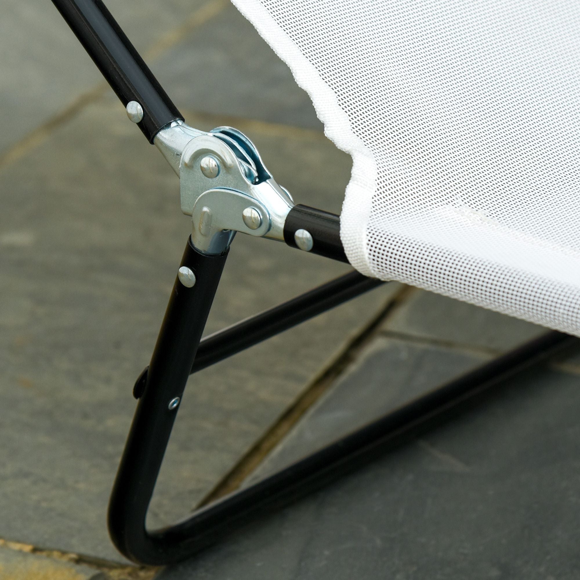 Outsunny Folding Chaise Lounge Chair with Headrest, Cream White