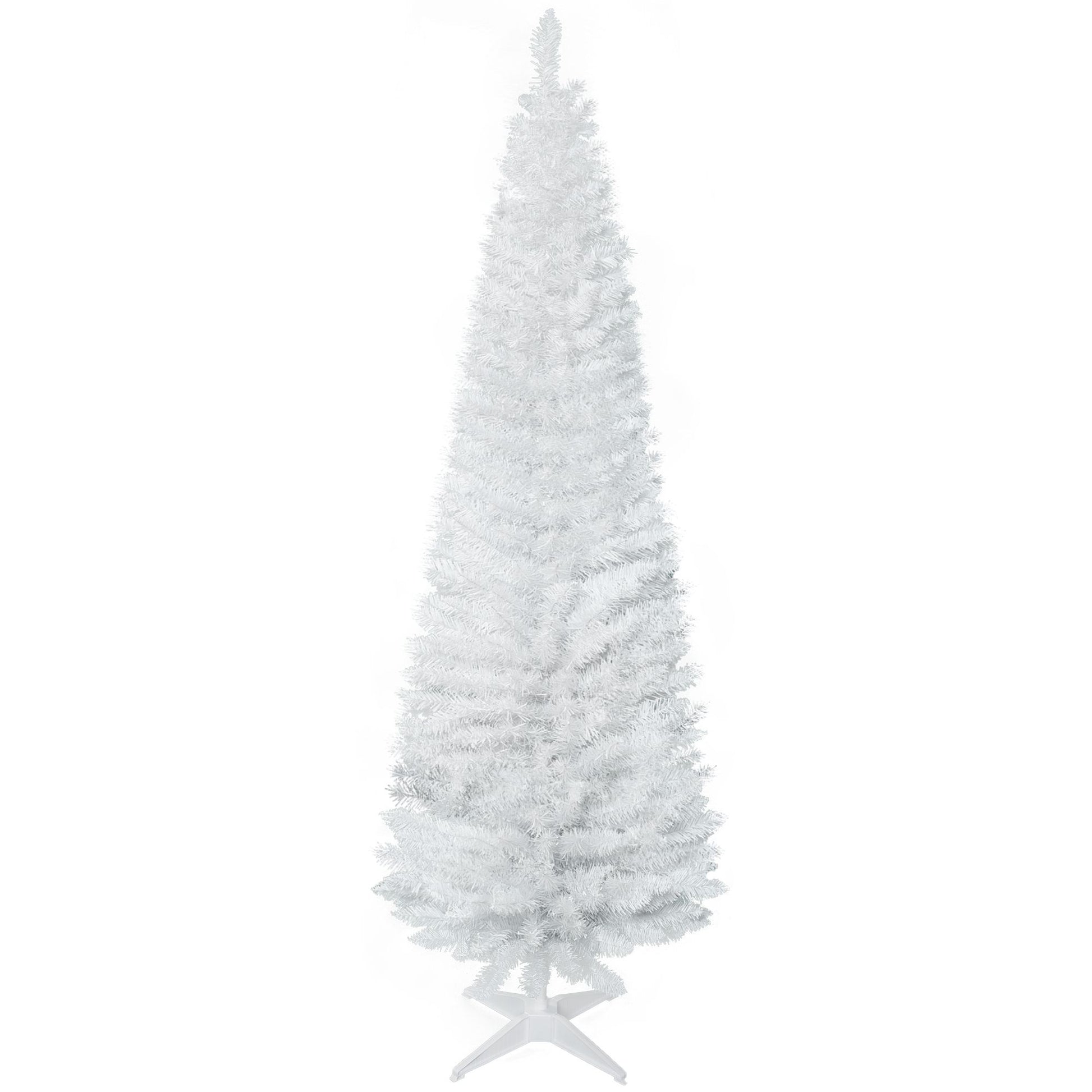 HOMCOM 6 ft Slim Artificial Christmas Tree with 390 Tips, White