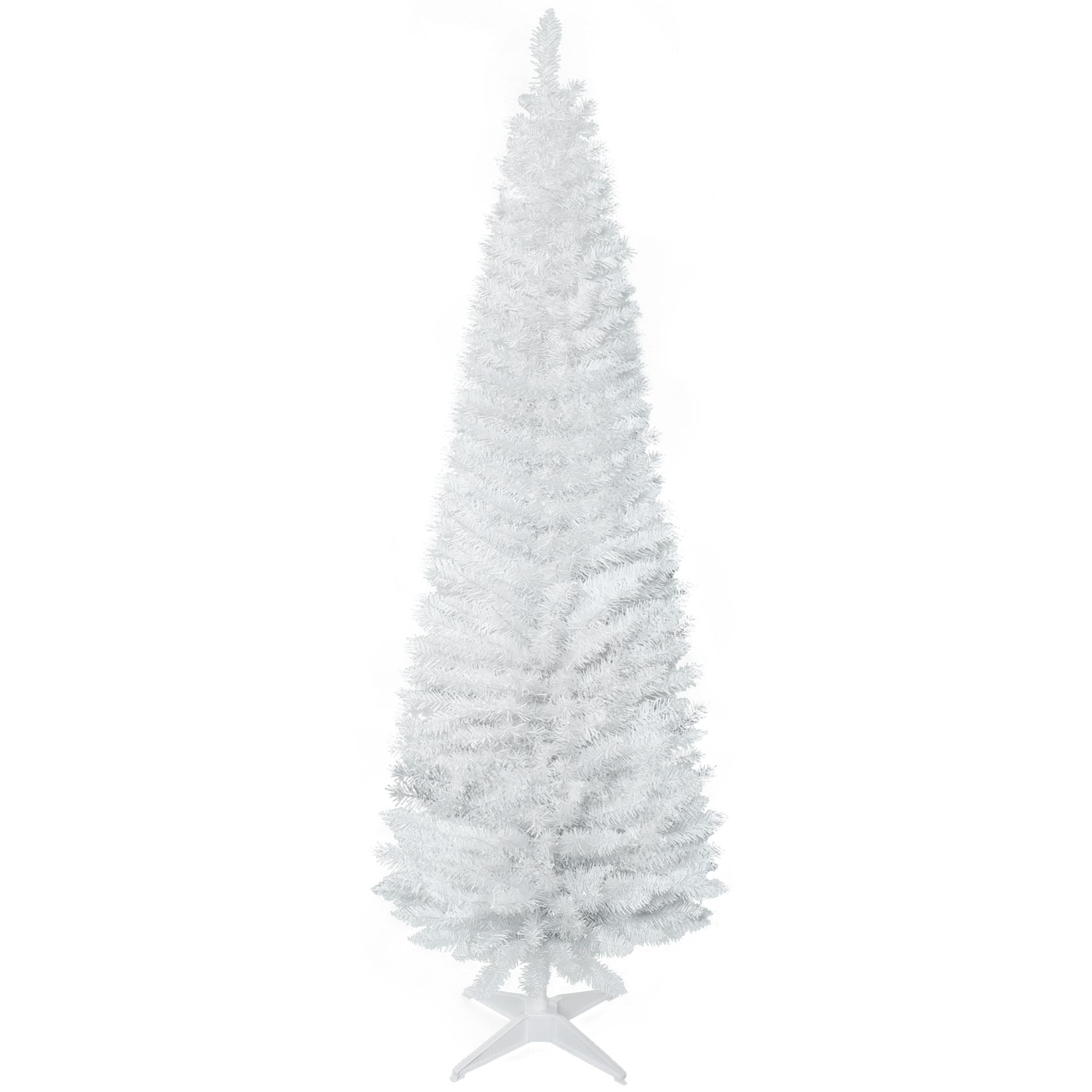 HOMCOM 6 ft Slim Artificial Christmas Tree with 390 Tips, White