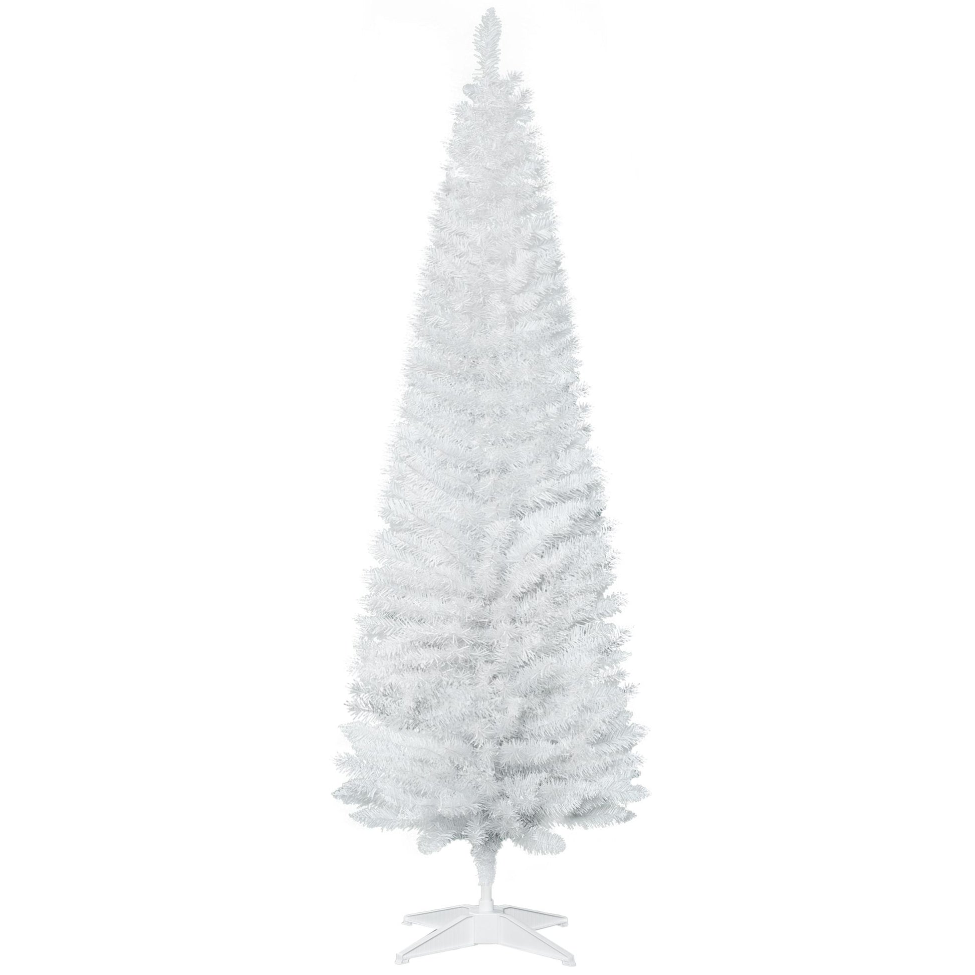 HOMCOM 6 ft Slim Artificial Christmas Tree with 390 Tips, White
