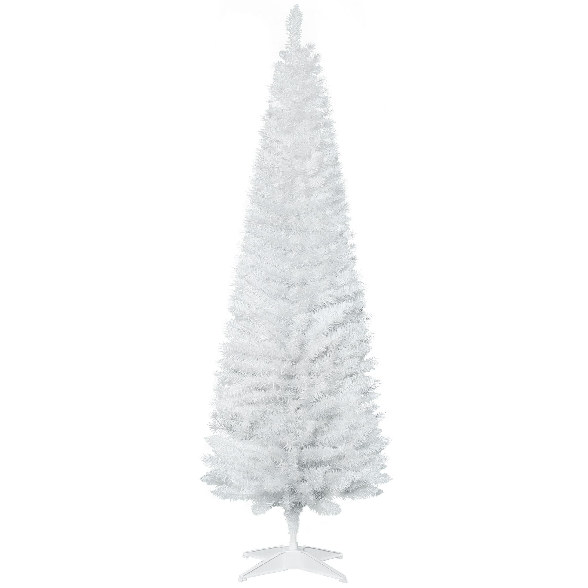 HOMCOM 6 ft Slim Artificial Christmas Tree with 390 Tips, White