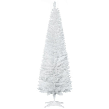 HOMCOM 6 ft Slim Artificial Christmas Tree with 390 Tips, White