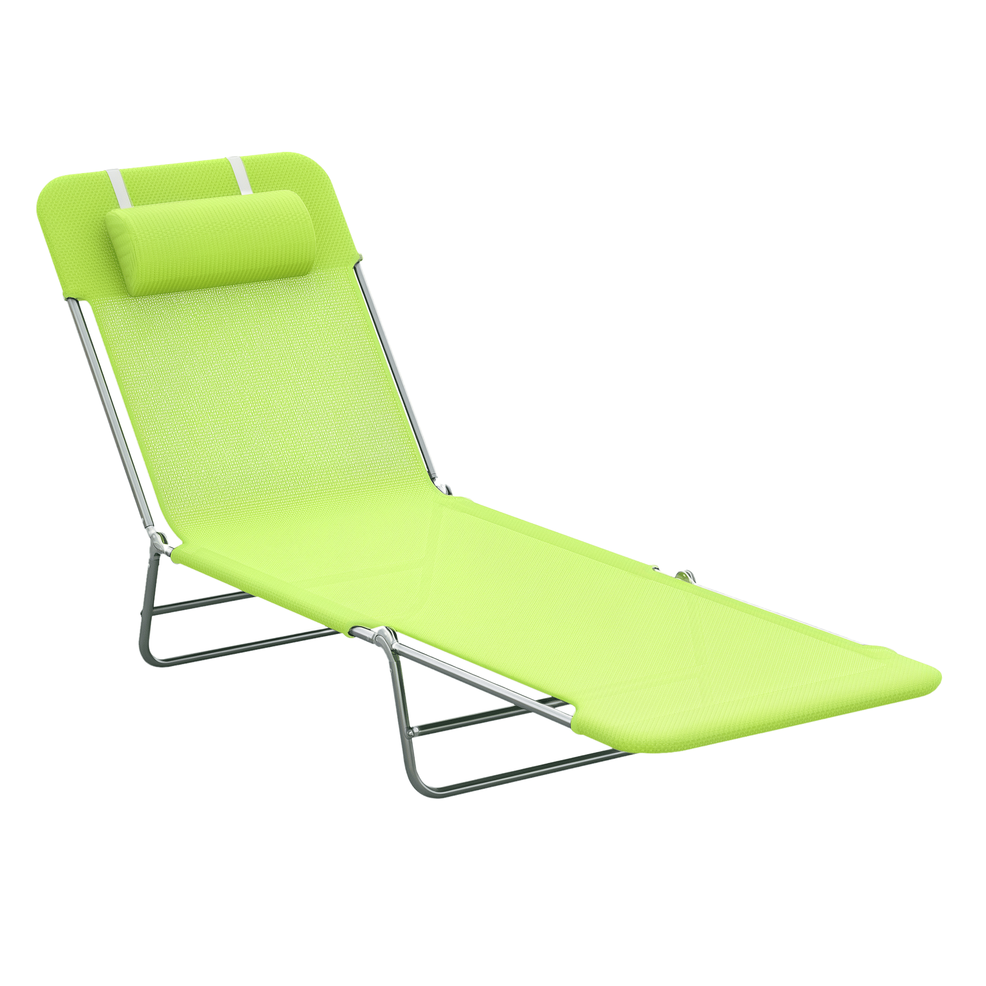 Outsunny Folding Chaise Lounge Chair with 6-Level Backrest, Green