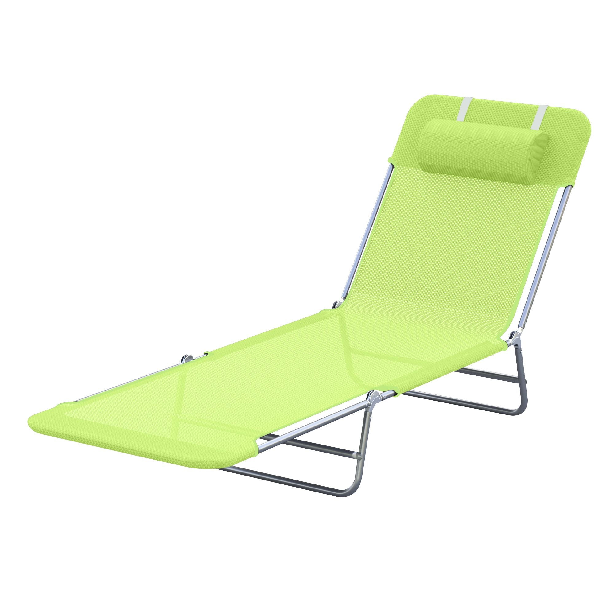 Outsunny Folding Chaise Lounge Chair with 6-Level Backrest, Green
