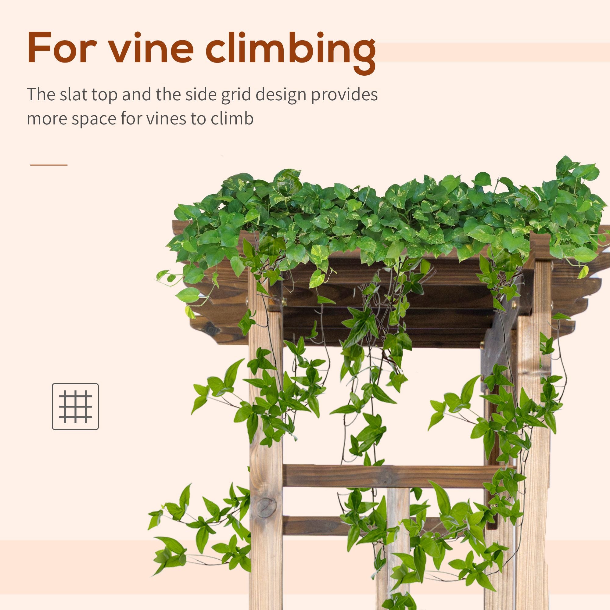 Outsunny 7 ft Wooden Garden Arbor with Steel Frame, Carbonized