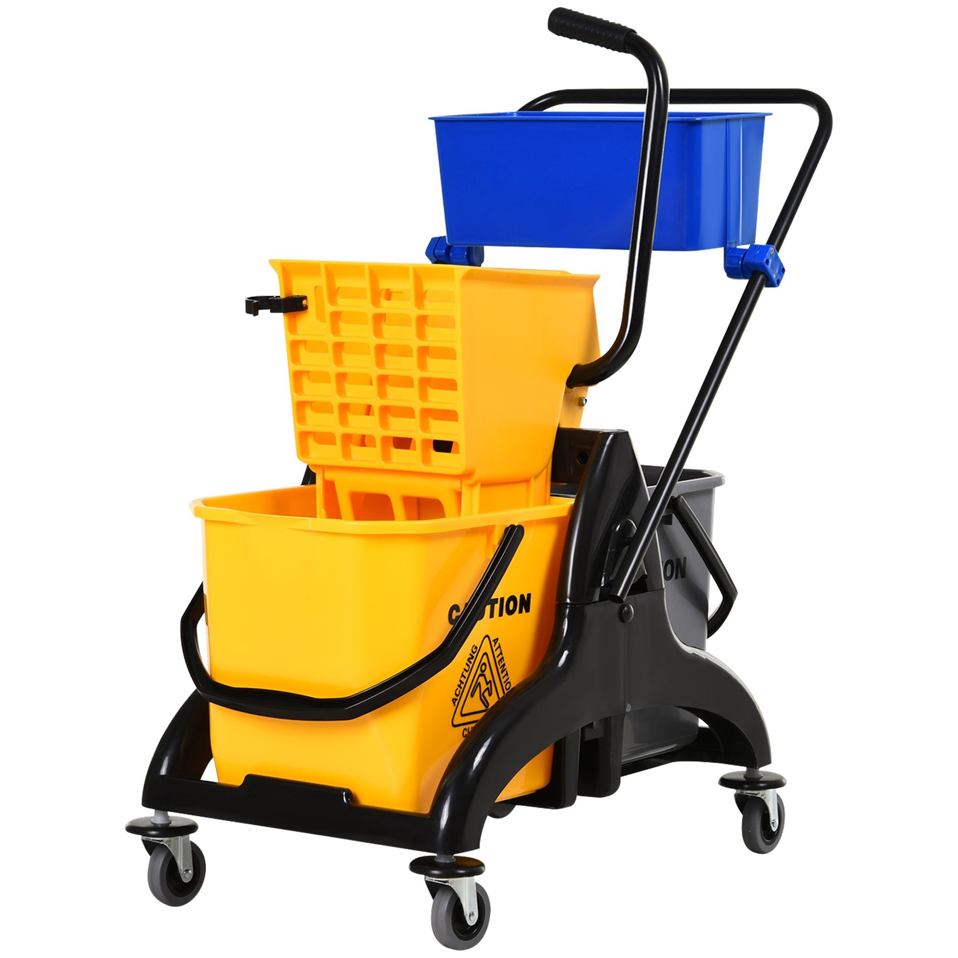 HOMCOM 6.9 Gallon Mop Bucket Wringer Cart with Side Press