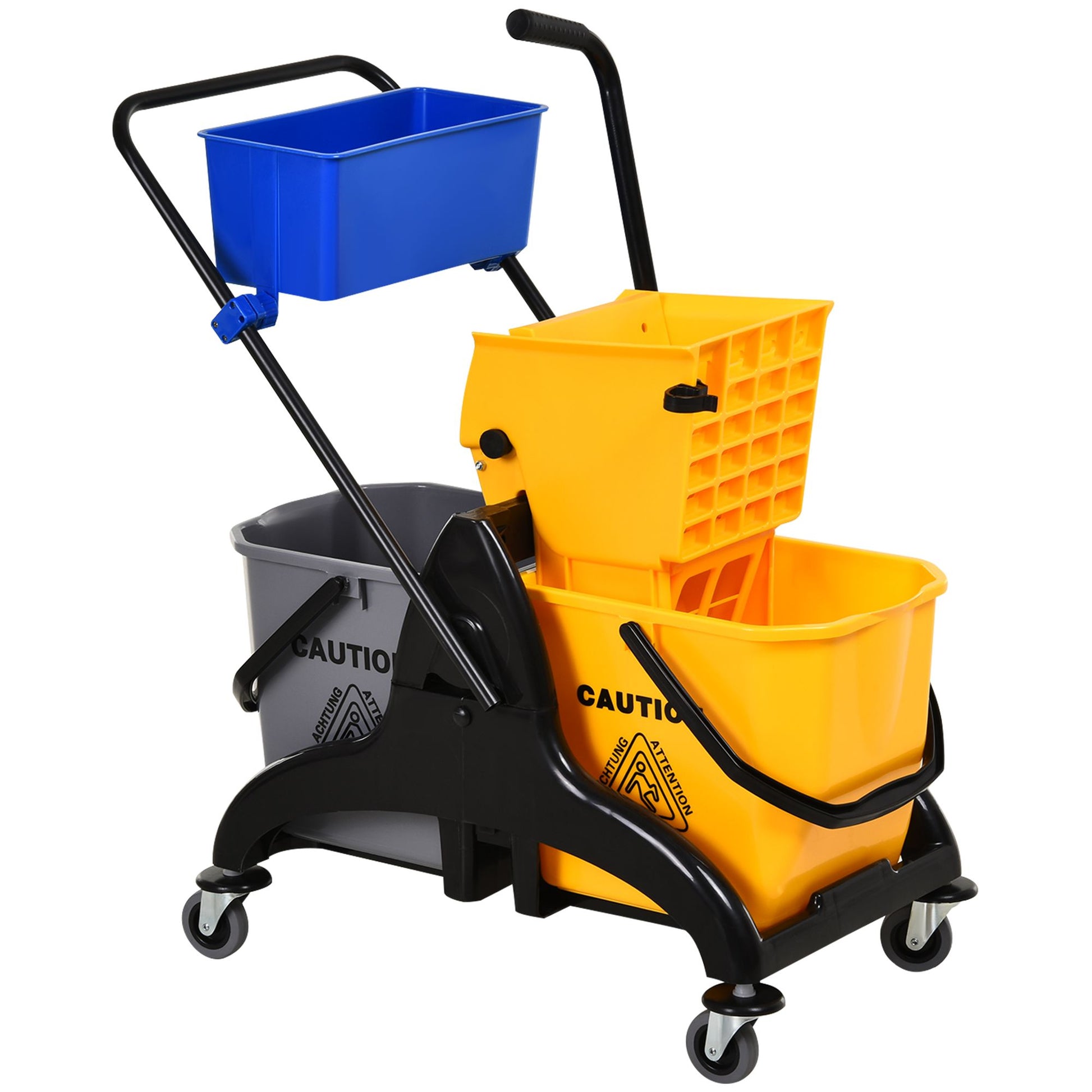 HOMCOM 6.9 Gallon Mop Bucket Wringer Cart with Side Press