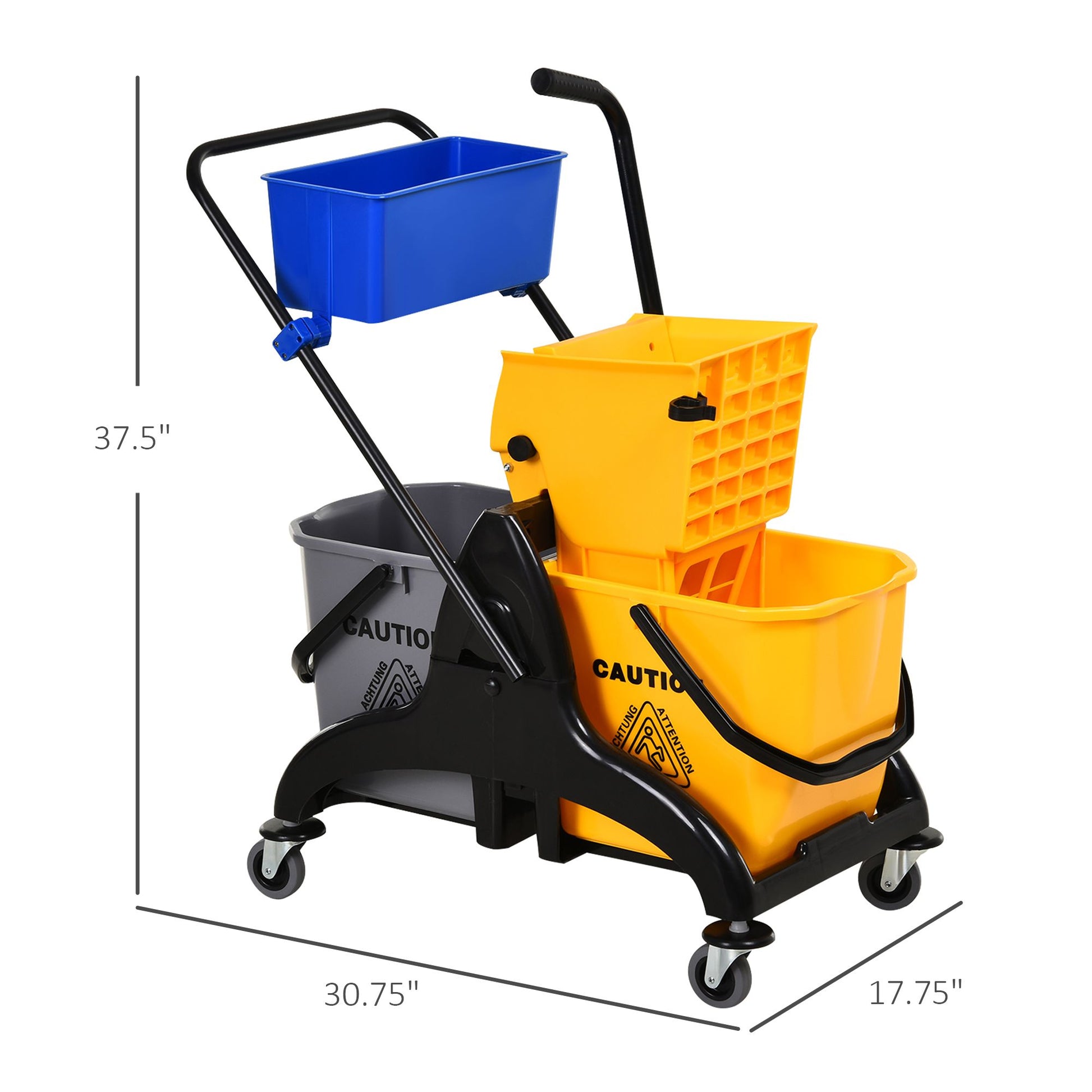 HOMCOM 6.9 Gallon Mop Bucket Wringer Cart with Side Press