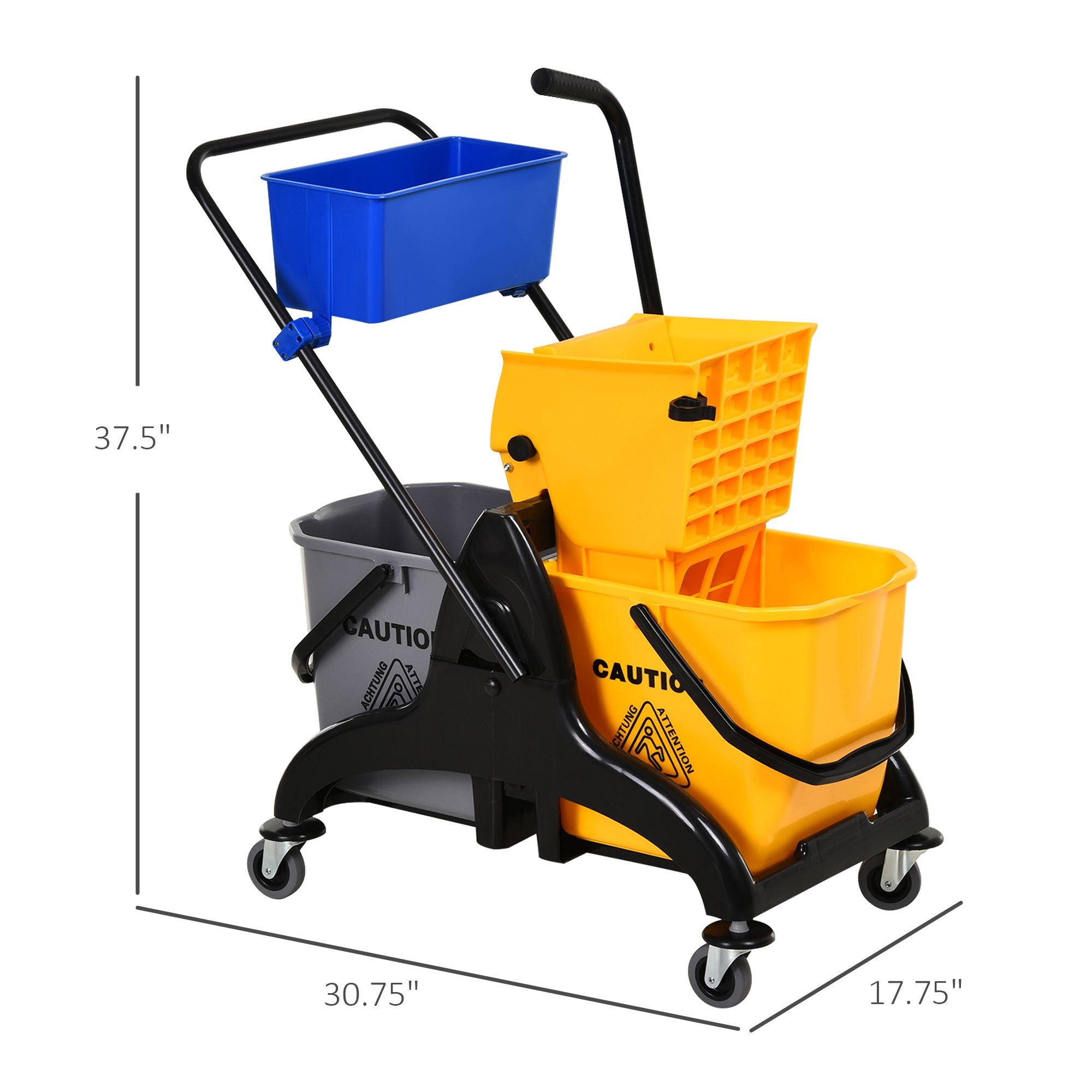 HOMCOM 6.9 Gallon Mop Bucket Wringer Cart with Side Press