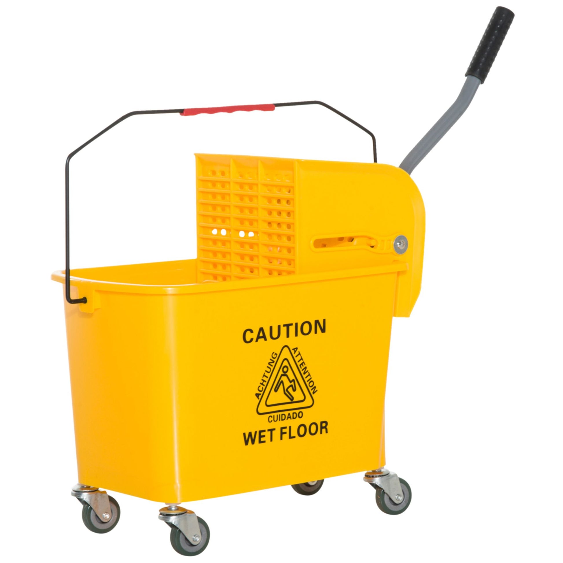 HOMCOM Heavy-Duty Janitor Mop Bucket with Wringer, Yellow - product view 11