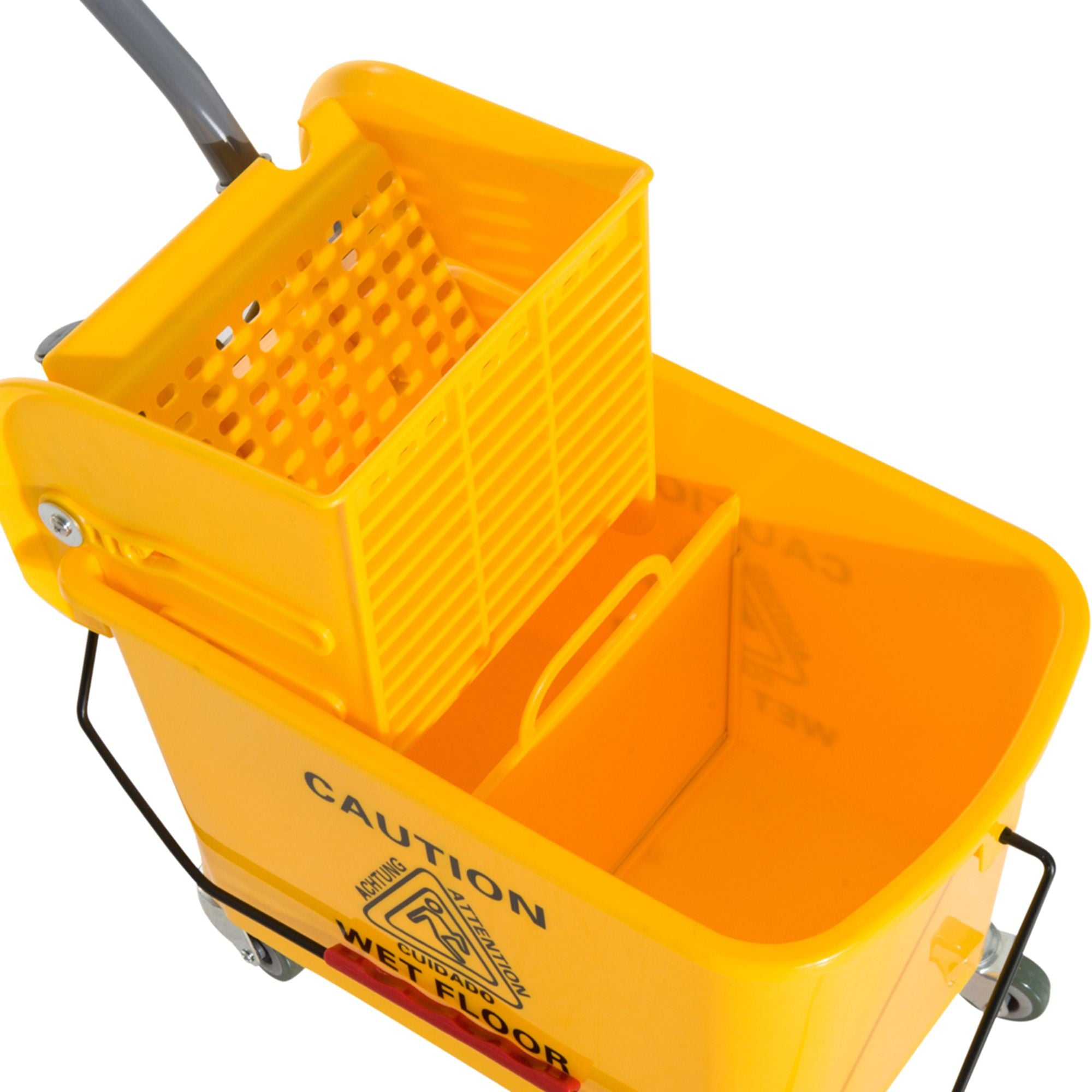 HOMCOM Heavy-Duty Janitor Mop Bucket with Wringer, Yellow - product view 8