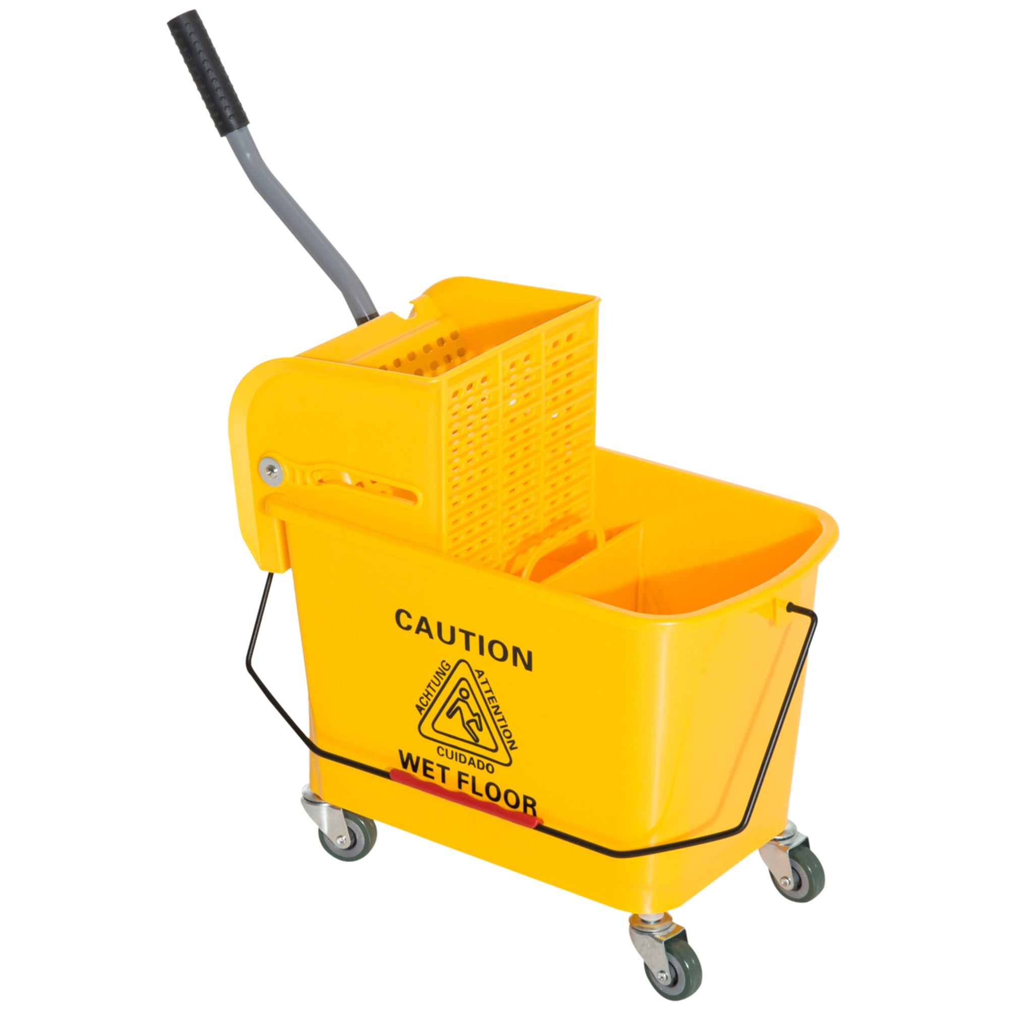 HOMCOM Heavy-Duty Janitor Mop Bucket with Wringer, Yellow - product view 1