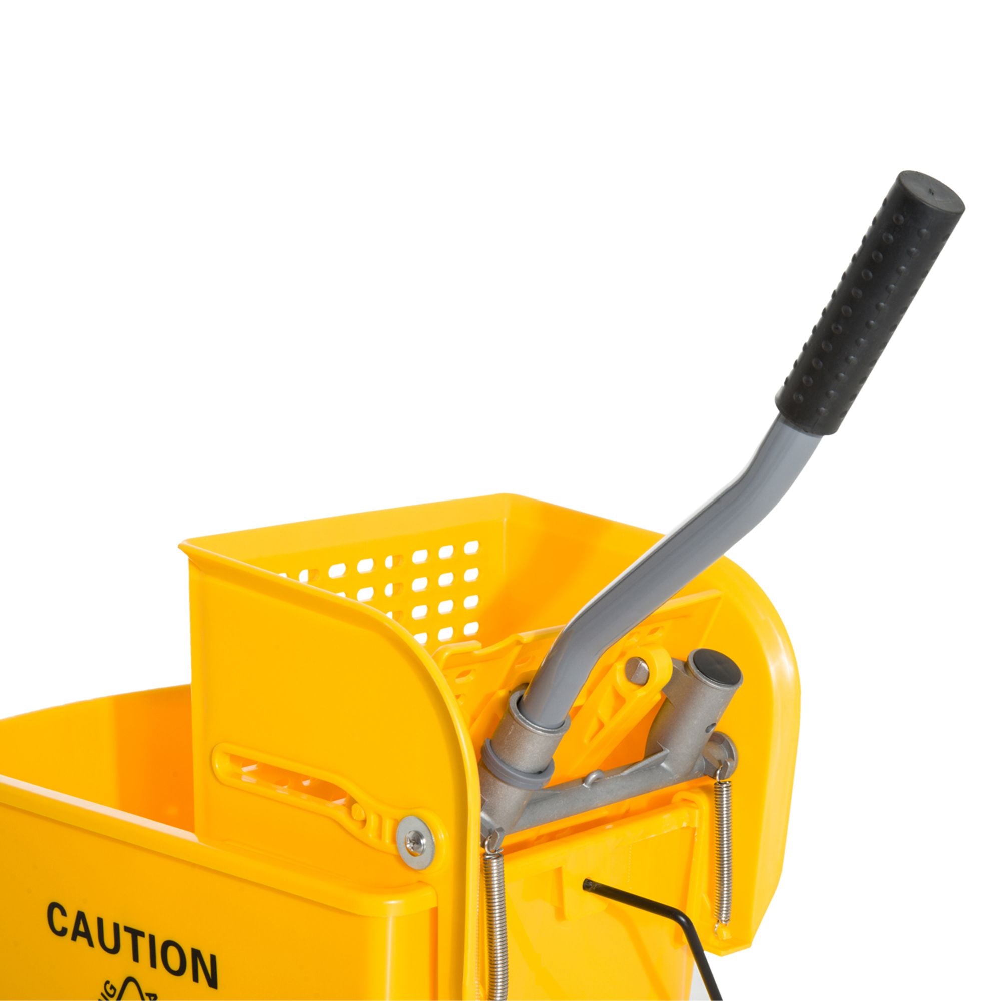 HOMCOM Heavy-Duty Janitor Mop Bucket with Wringer, Yellow - product view 9