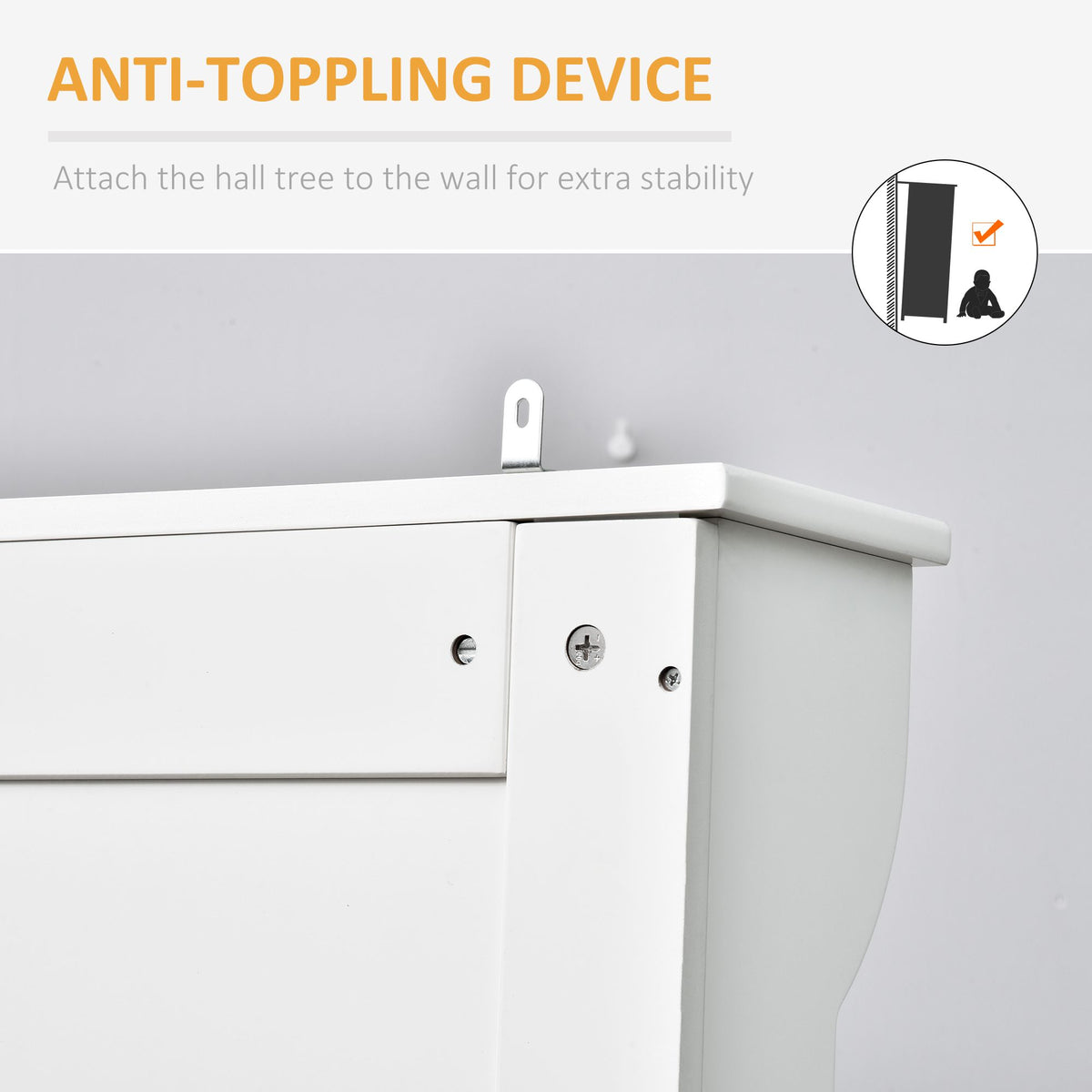 71" Hall Tree with Storage Bench, 3-In-1 Coat Rack, White Entryway Organizer - product view 5