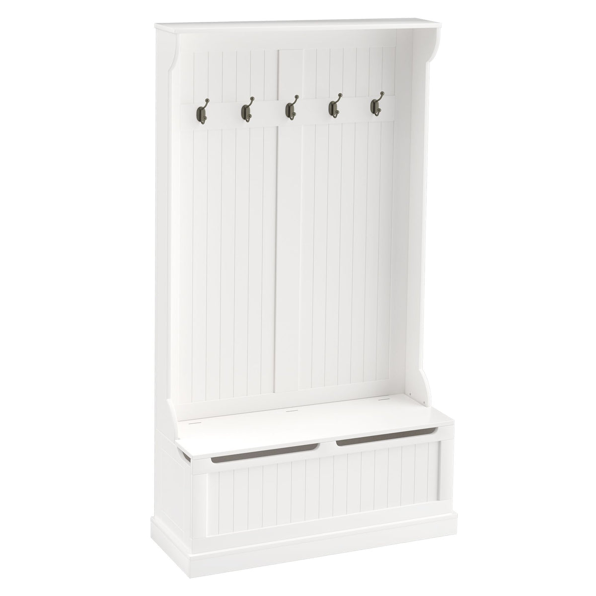 71" Hall Tree with Storage Bench, 3-In-1 Coat Rack, White Entryway Organizer - product view 12
