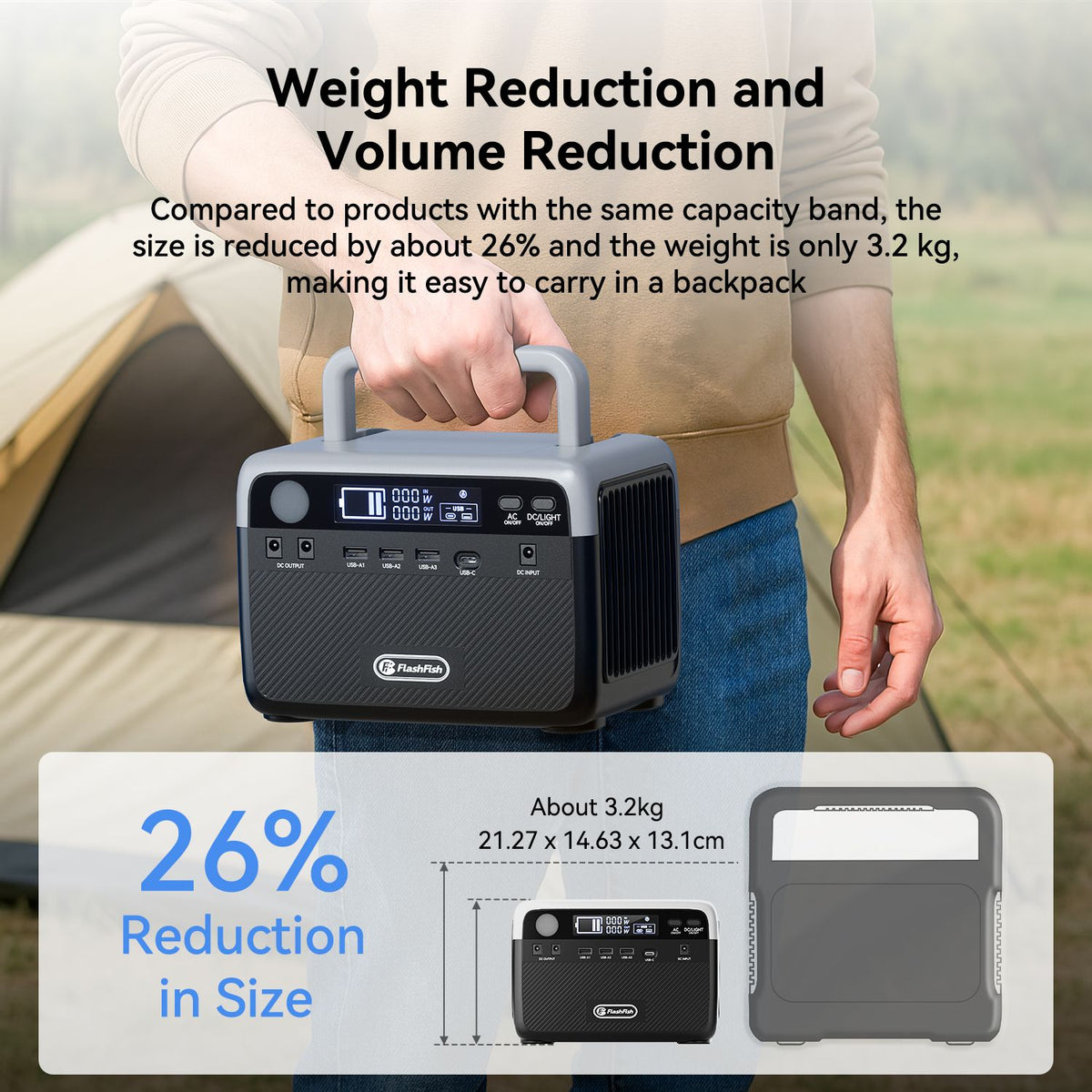 Flashfish 300W Power Station + 60W Solar Panel 230.4Wh LiFePO4 (Peak 600W) Solar generator AC Outlets Portable Power Station,Power Bank, Battery - product view 6