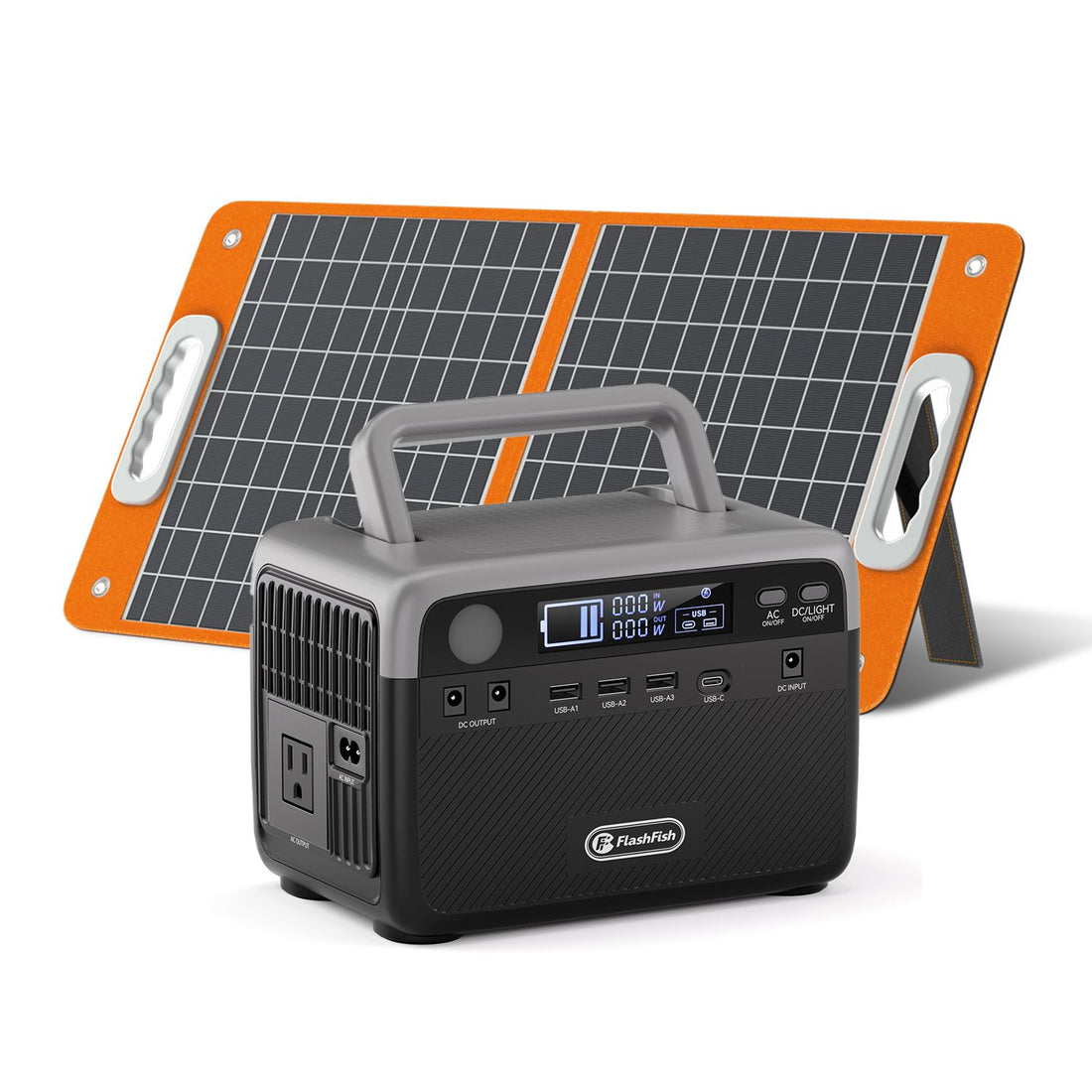 Flashfish 300W Power Station + 60W Solar Panel 230.4Wh LiFePO4 (Peak 600W) Solar generator AC Outlets Portable Power Station,Power Bank, Battery