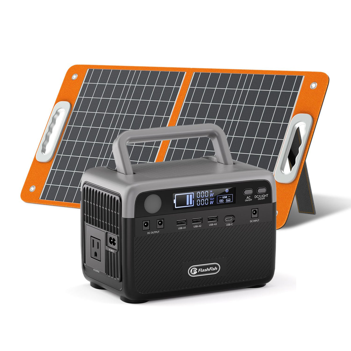 Flashfish 300W Power Station + 60W Solar Panel 230.4Wh LiFePO4 (Peak 600W) Solar generator AC Outlets Portable Power Station,Power Bank, Battery