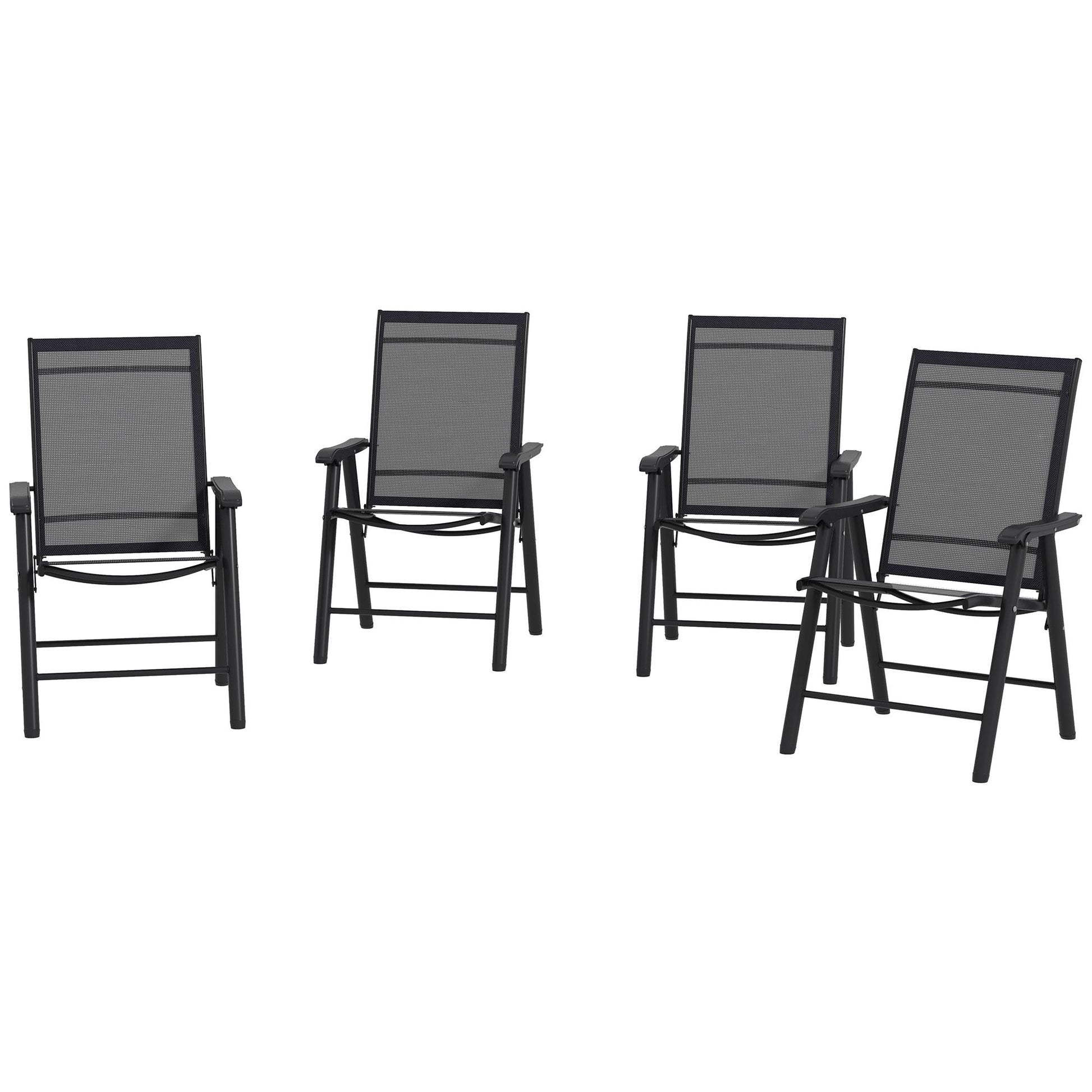 Outsunny 4-Piece Folding Patio Dining Chair Set, Black
